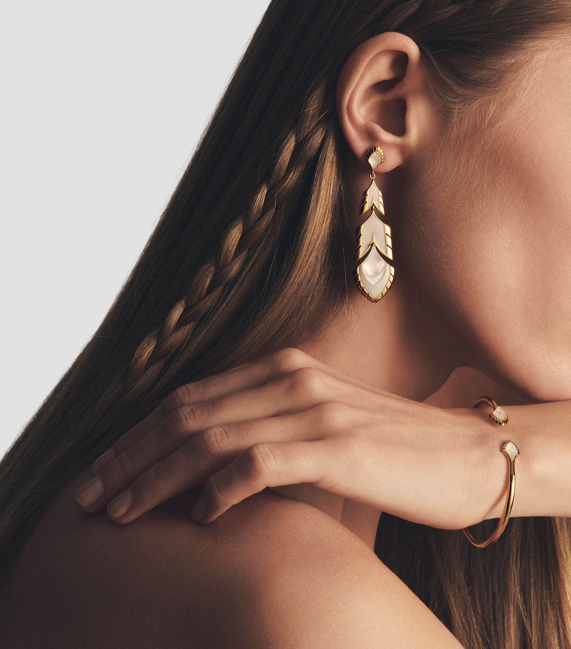 Pulsera flexible con chapa de oro de 18 kilates cristales Paon Large Mujer