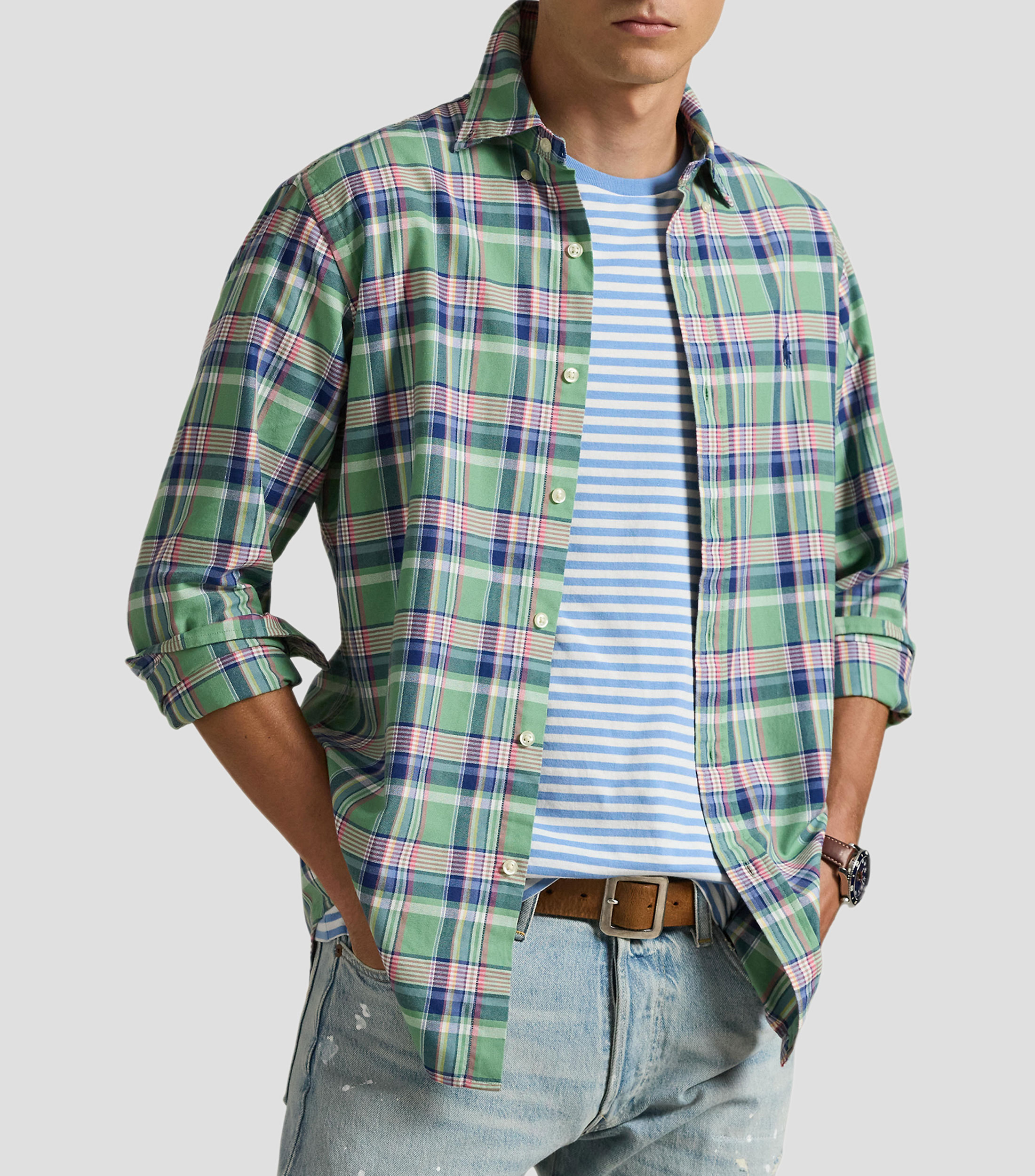 Camisa a cuadros de manga larga Hombre