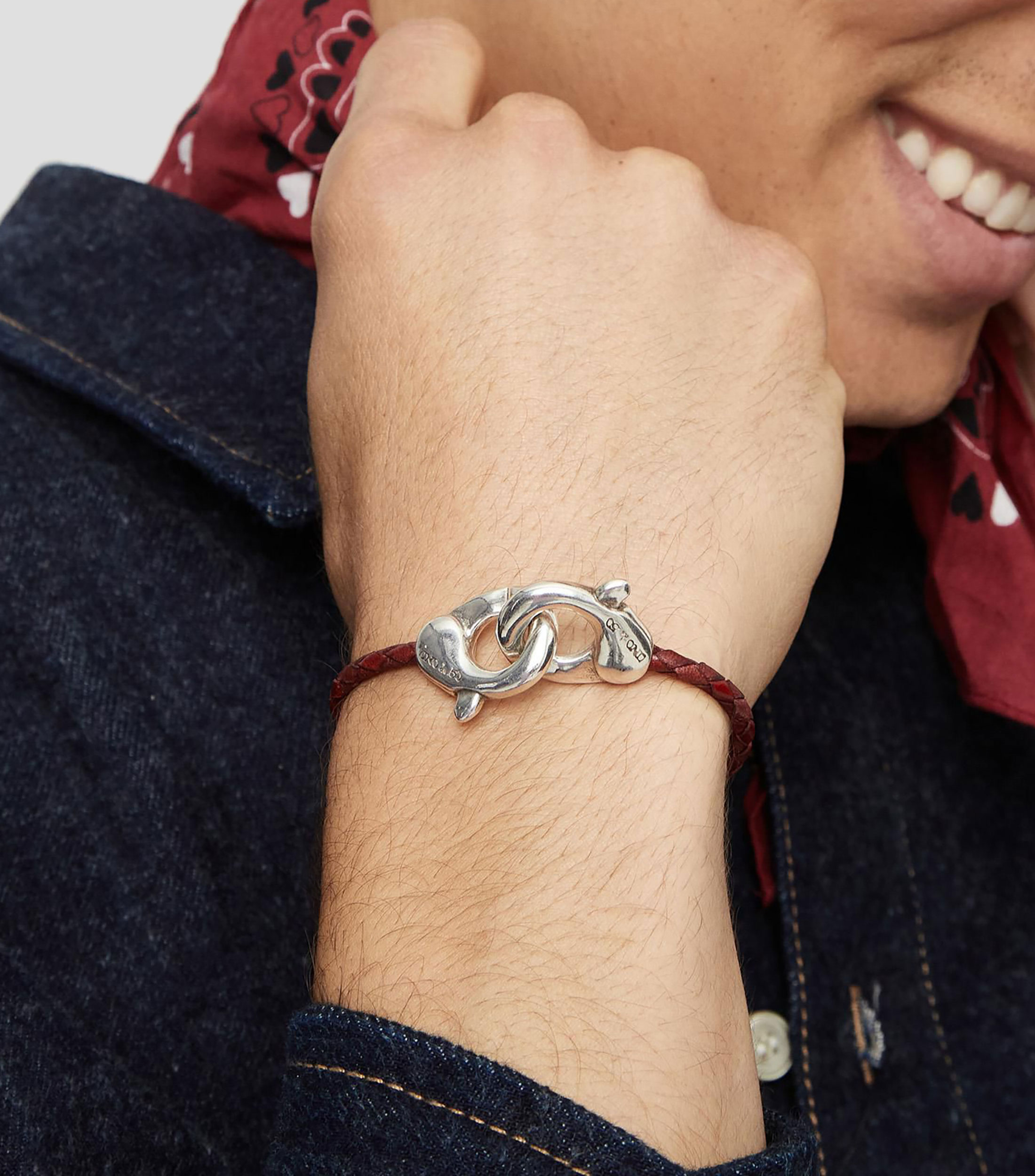Pulsera trenzada con mosquetones Hombre