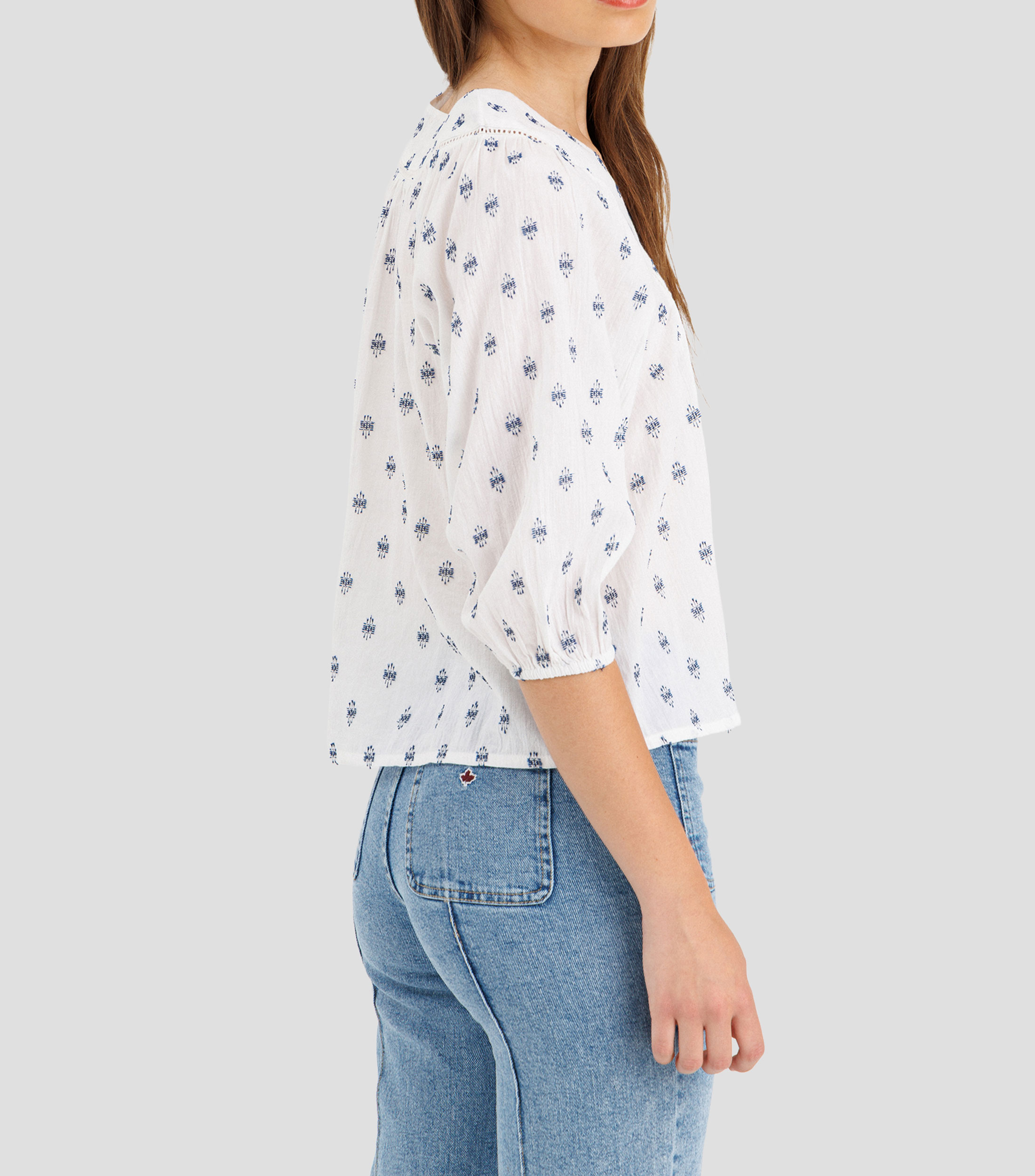 Blusa fantasía manga 3/4 Mujer