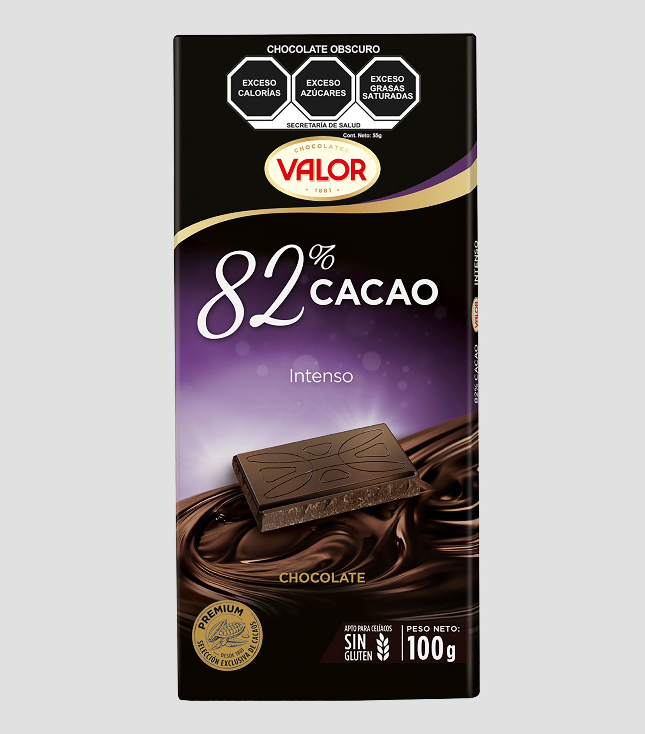 Chocolate Amargo 82 Cacao Negro Supremo, 100 g