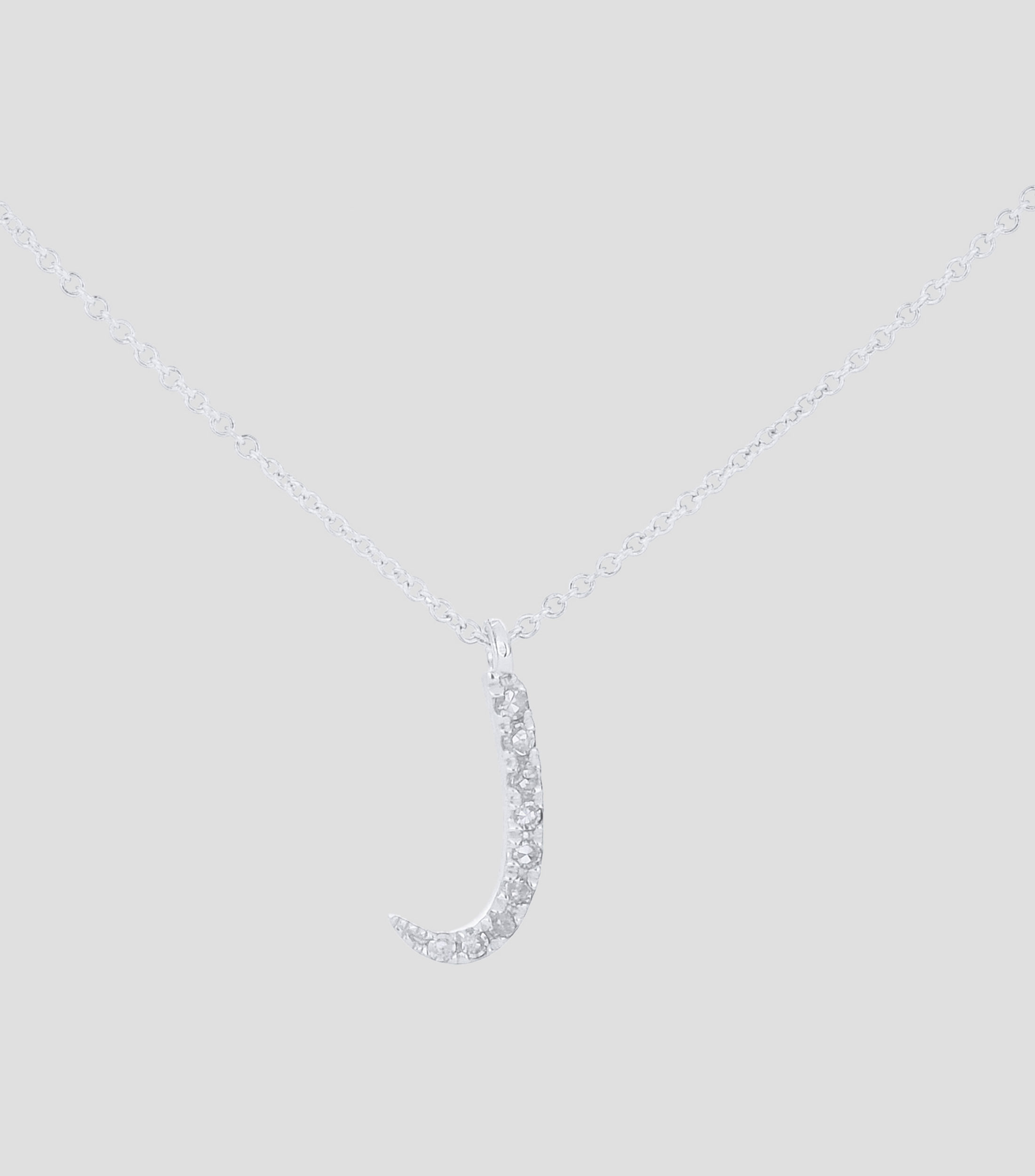 Dije en letra quotJquot y cadena en Oro blanco 14 Kts Mujer