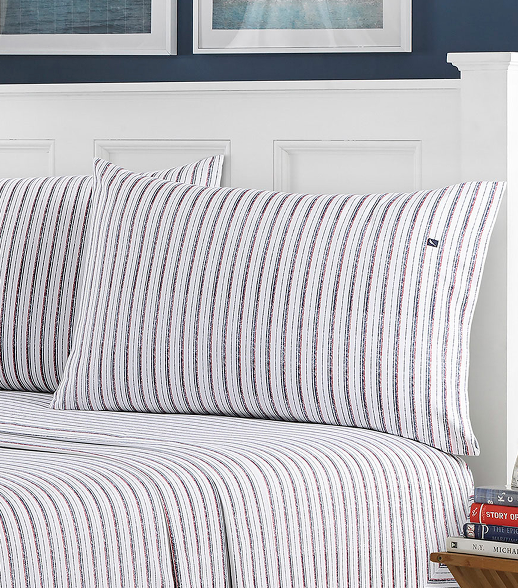 Juego de Sabanas Individual Avery Stripe Navy Red