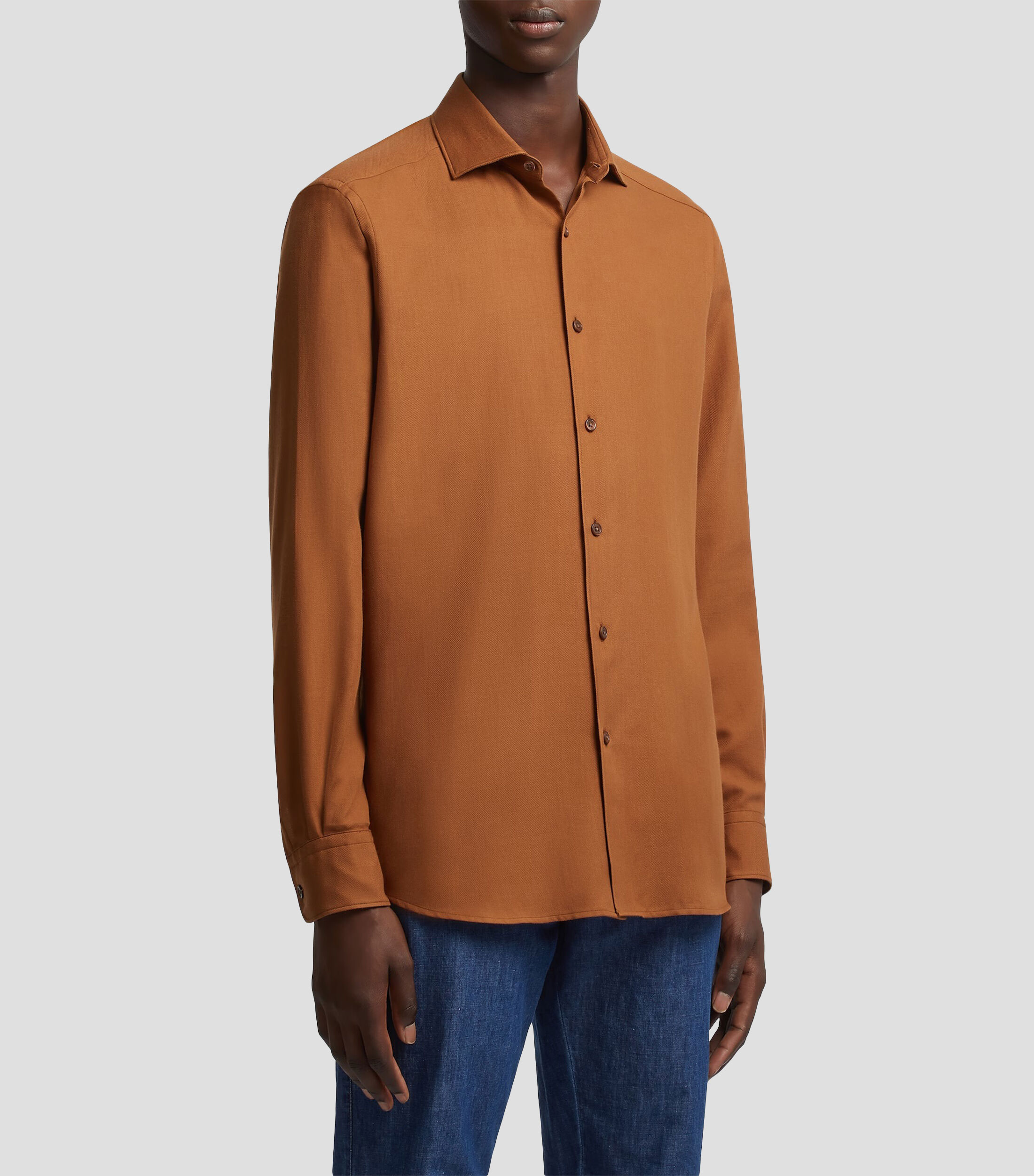 Camisa lisa manga larga Hombre