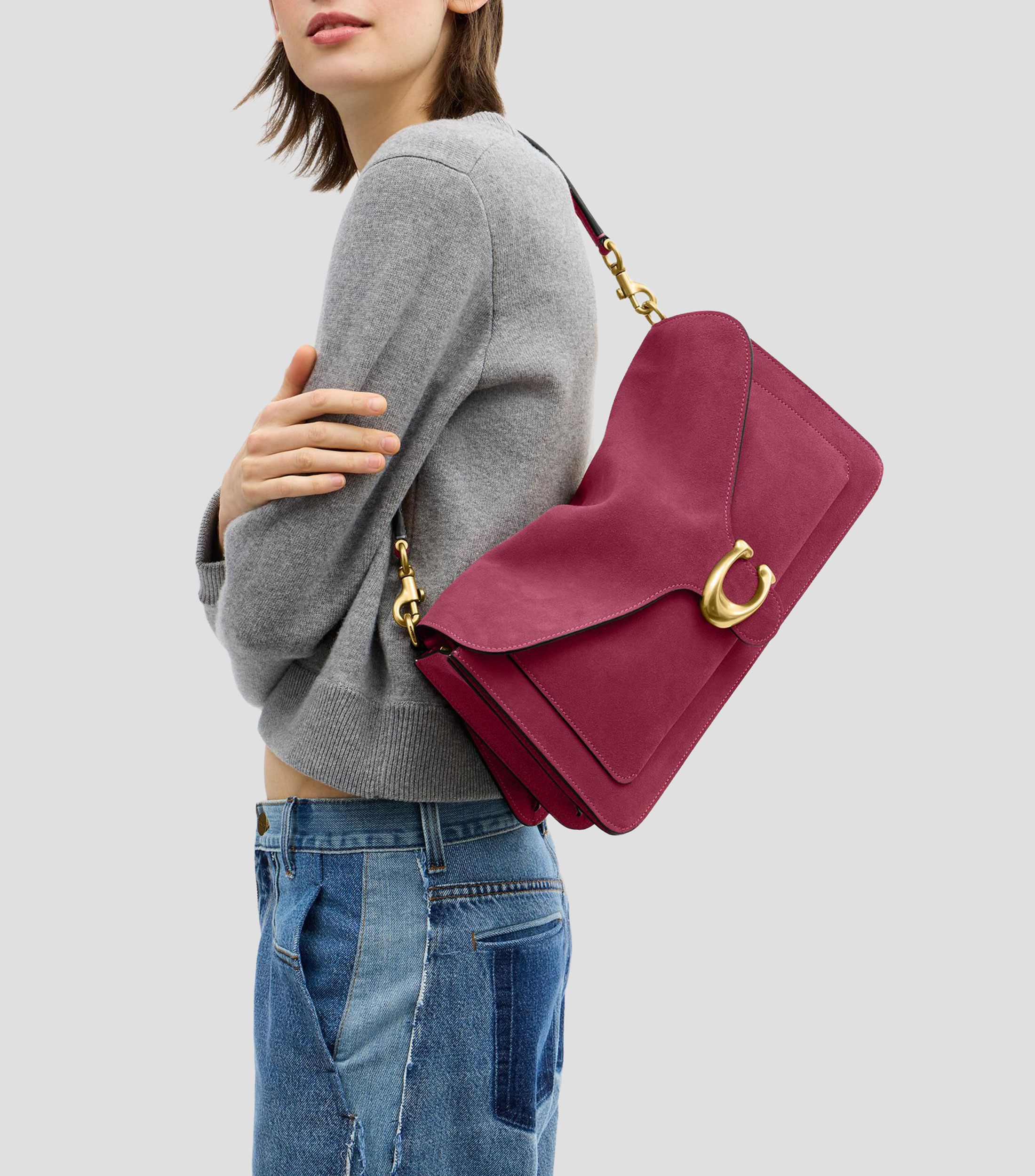Bolsa shoulder fucsia en piel Tabby 36 lisa Mujer