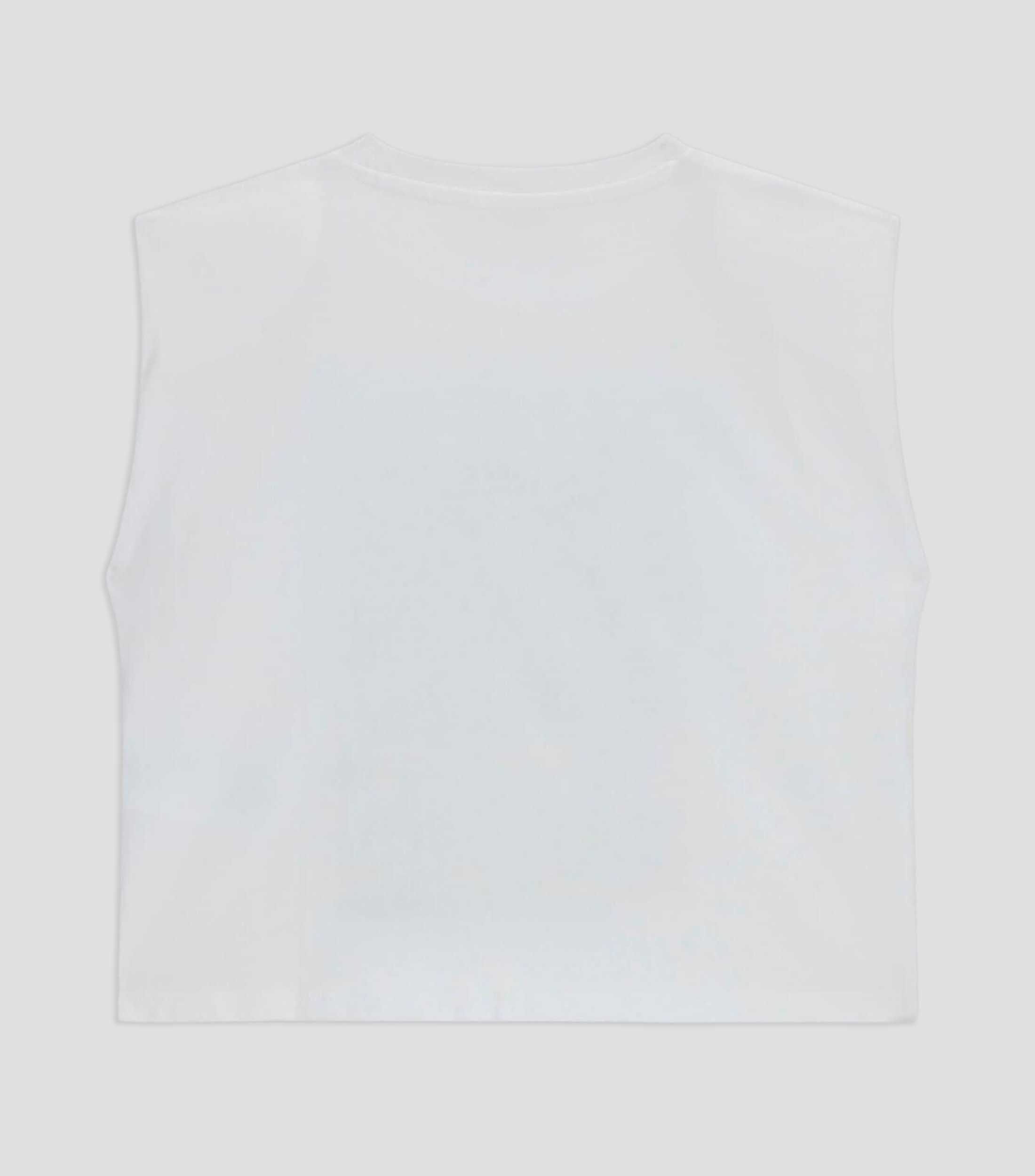 Playera cuello redondo sin mangas estampada Niña