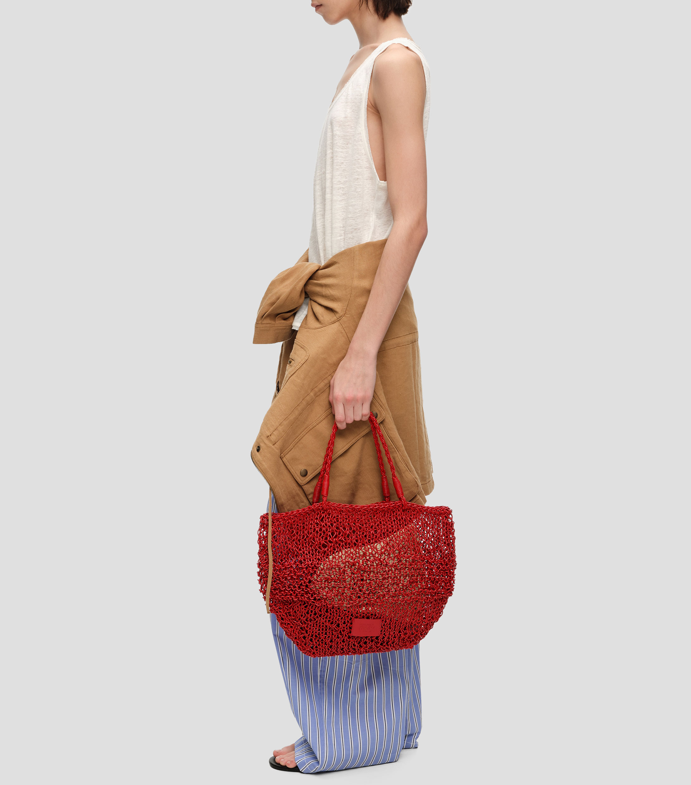 Bolsa tote en piel liso Mujer