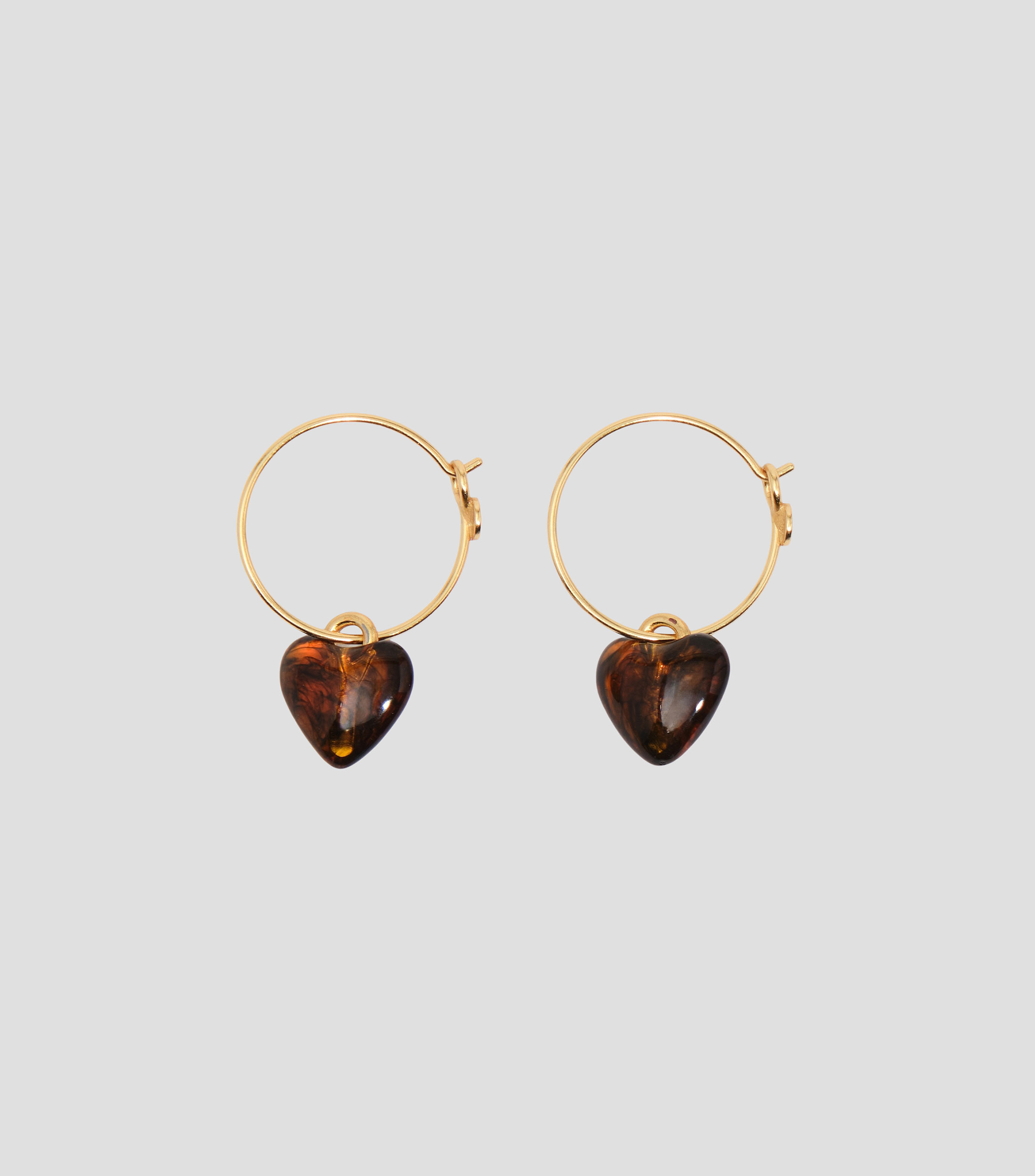 Aretes de aro corazón ámbar Mujer