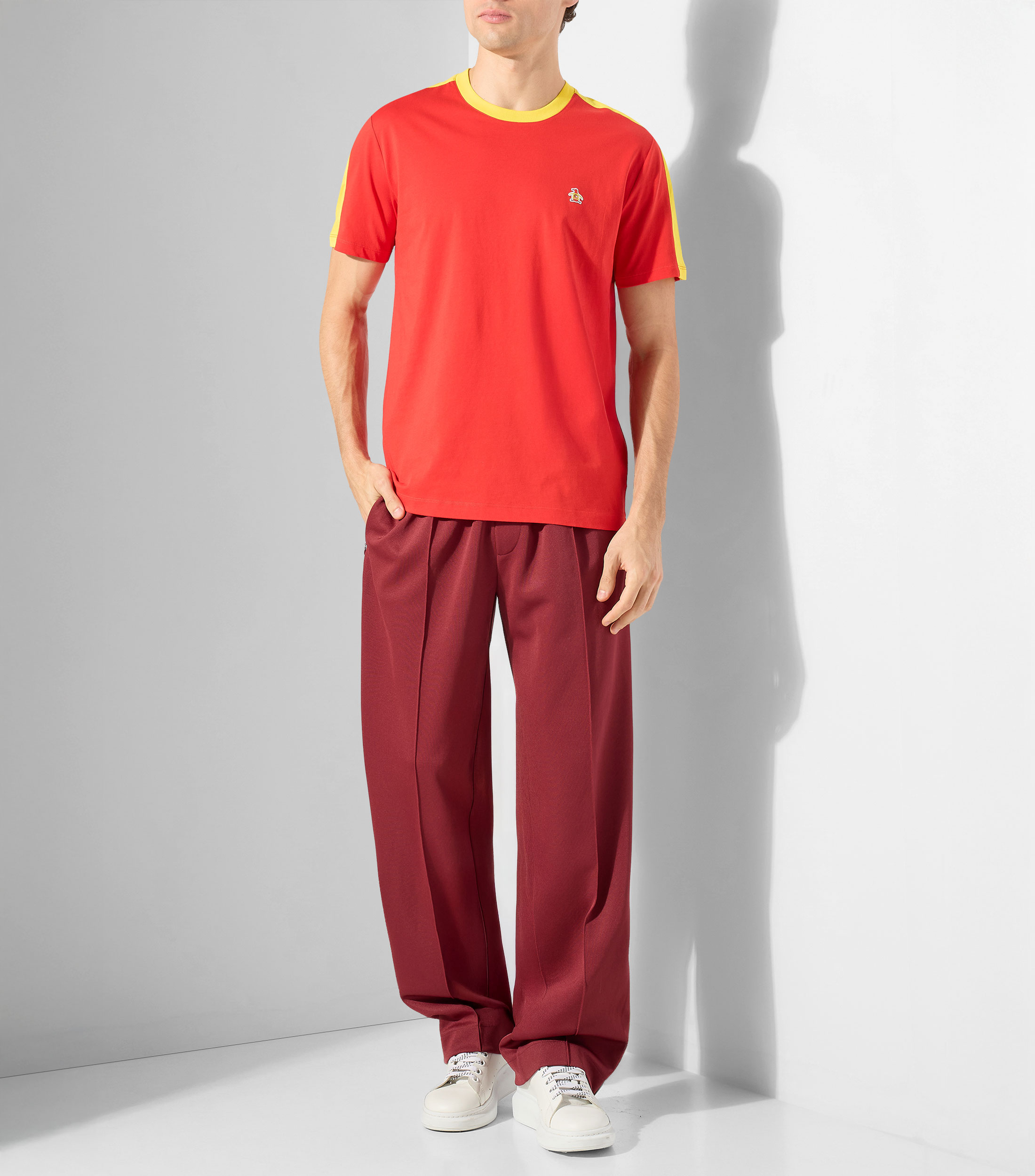 Playera de cuello redondo con manga corta lisa Hombre