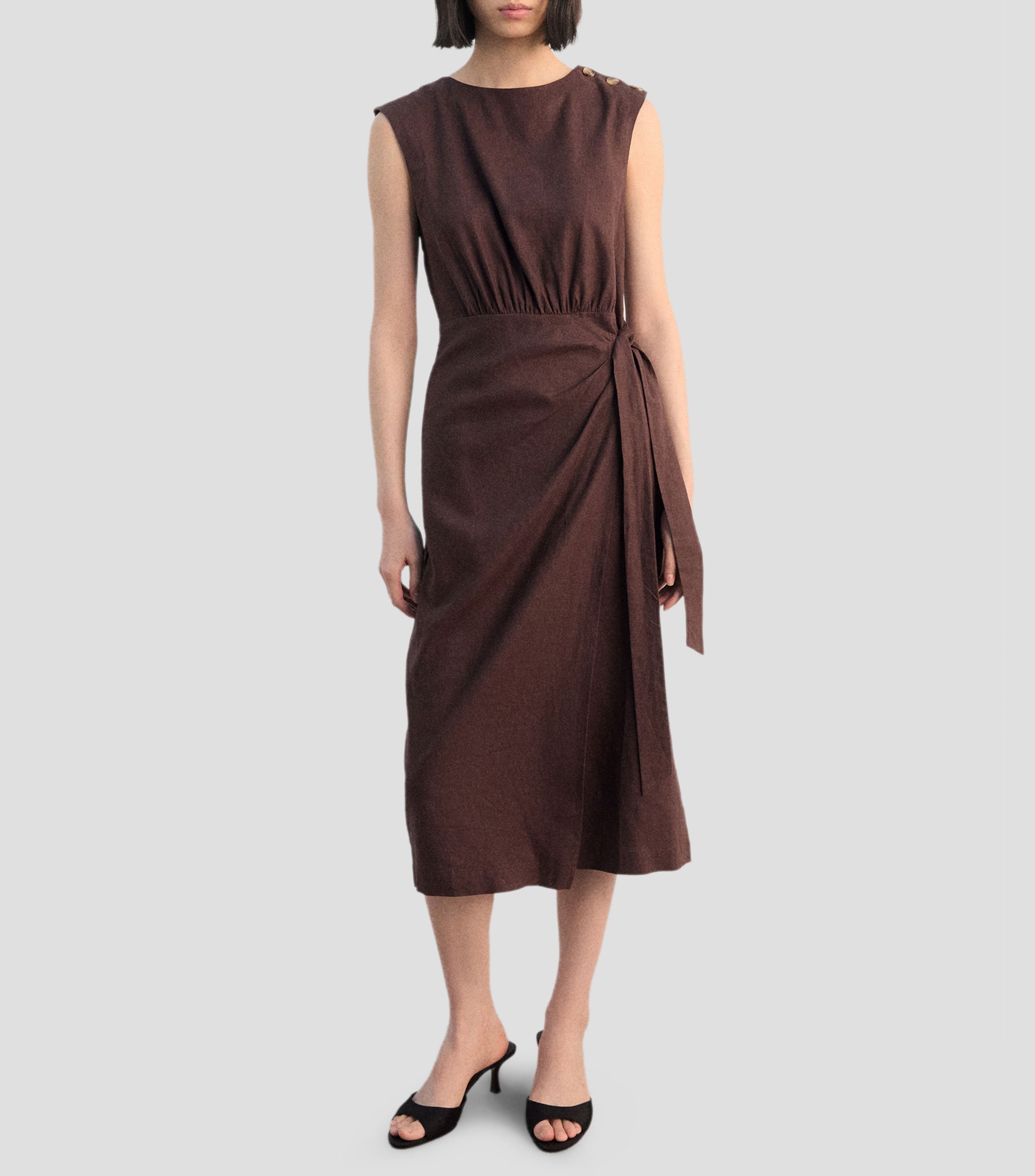 Vestido midi liso Mujer