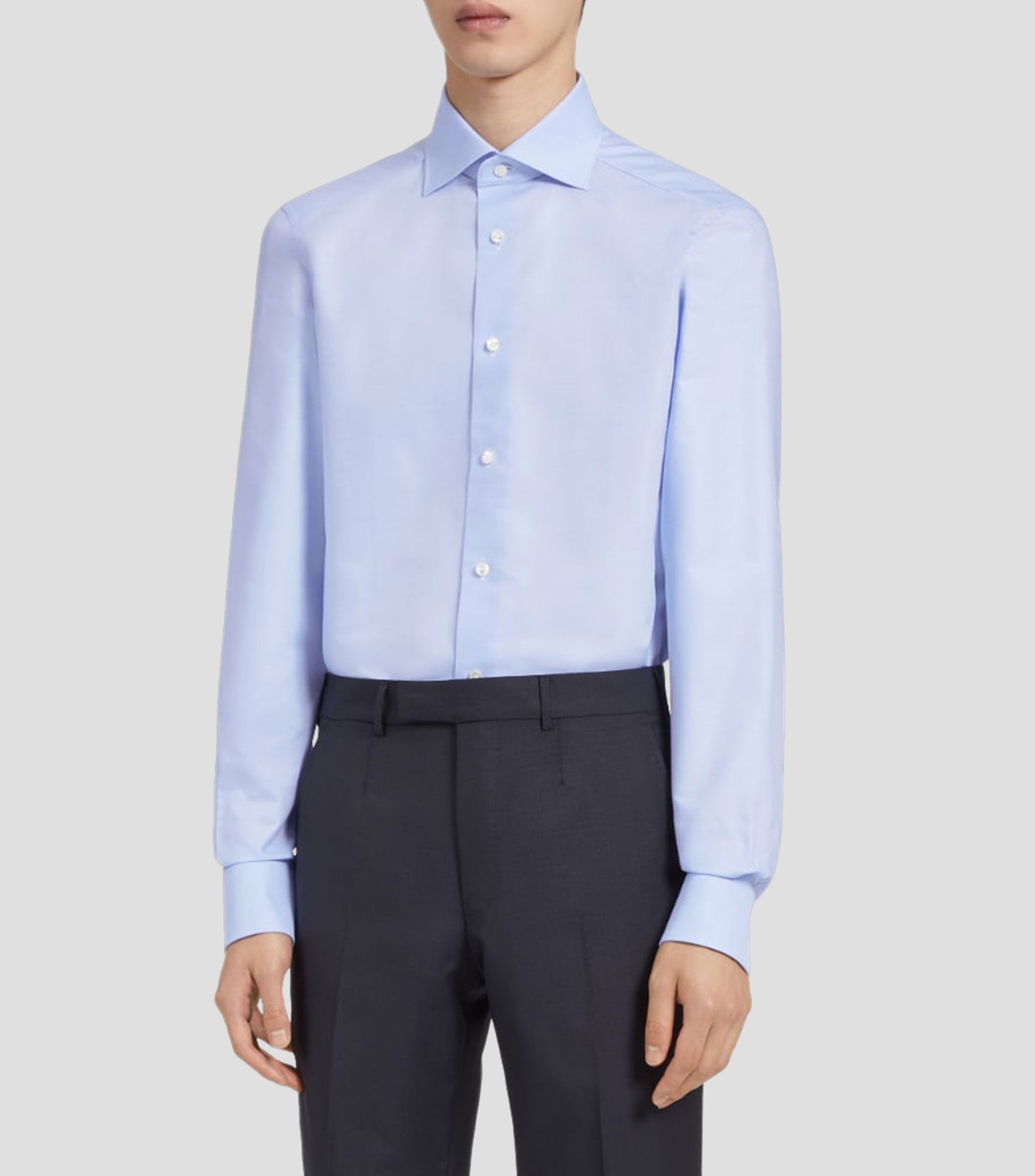 Camisa de vestir sólida manga larga Hombre