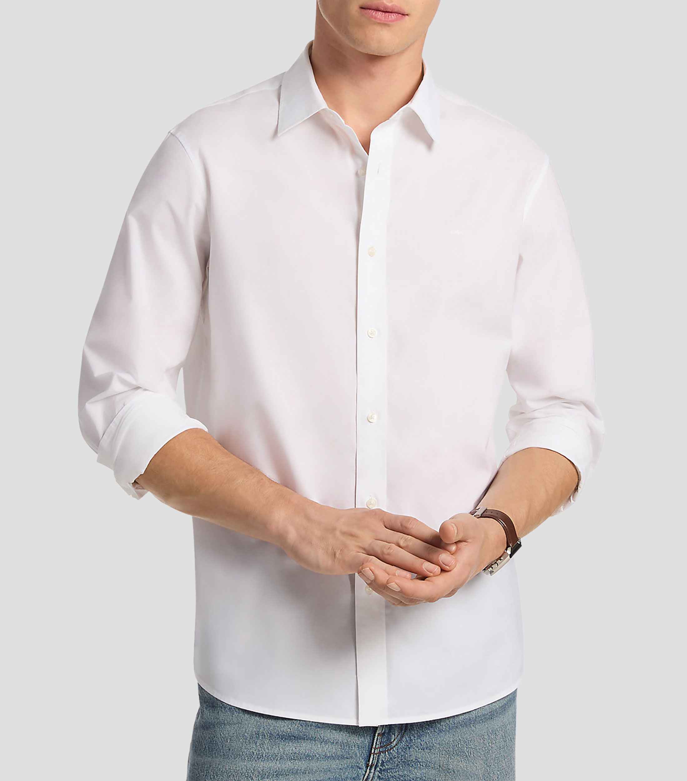 Camisa lisa de manga larga Hombre