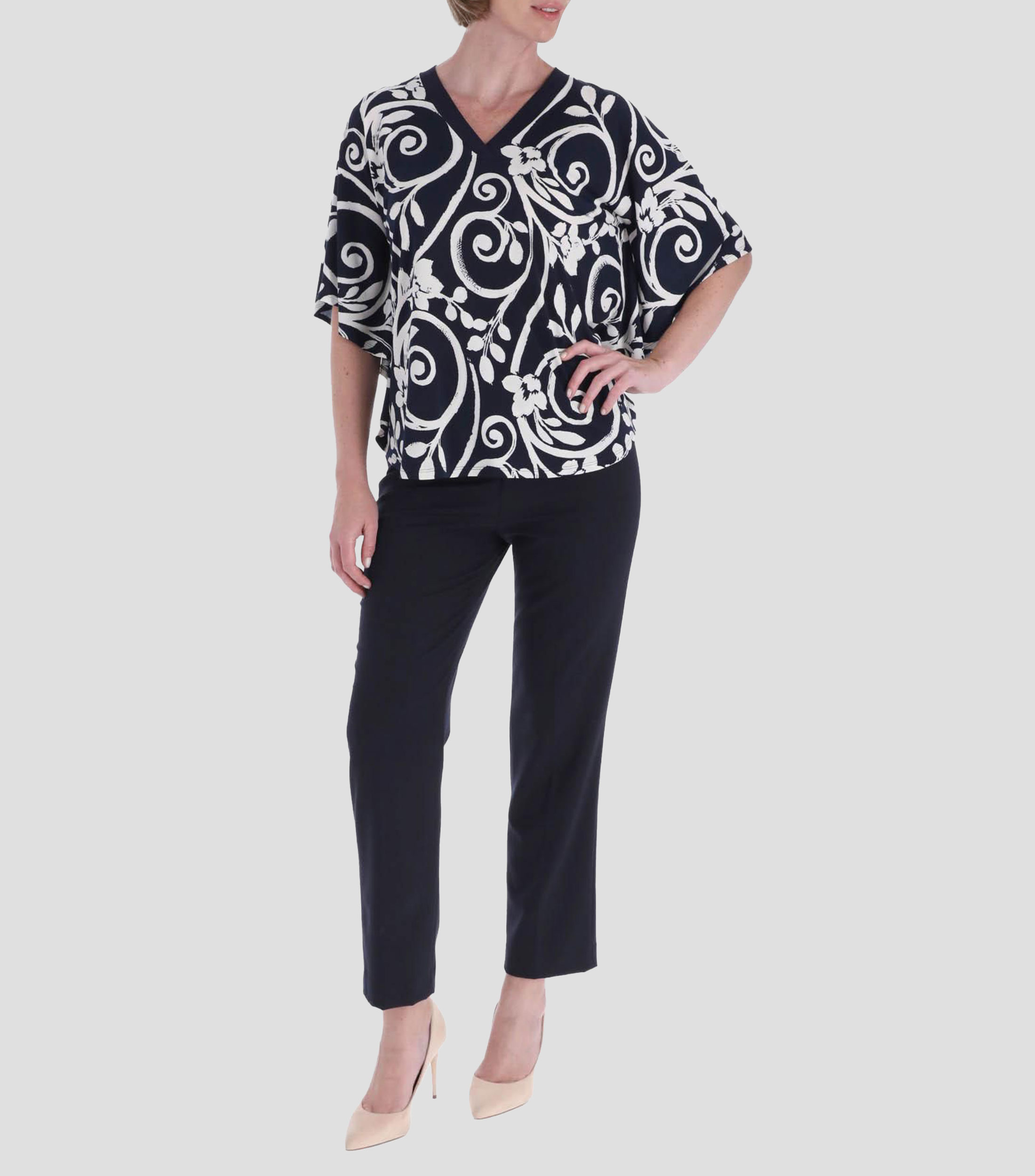 Blusa estampada manga 3/4 Mujer