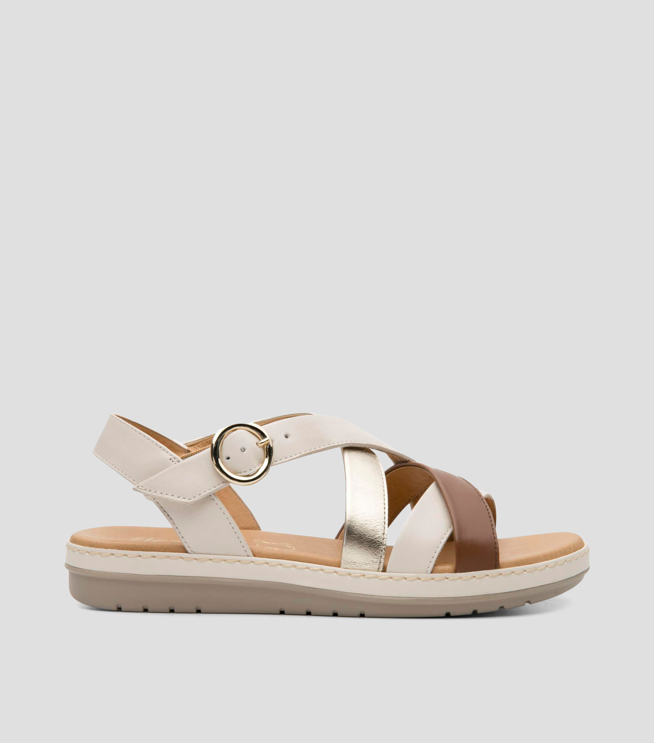 Sandalias de tacón bajo ancho en piel Peonia Mujer