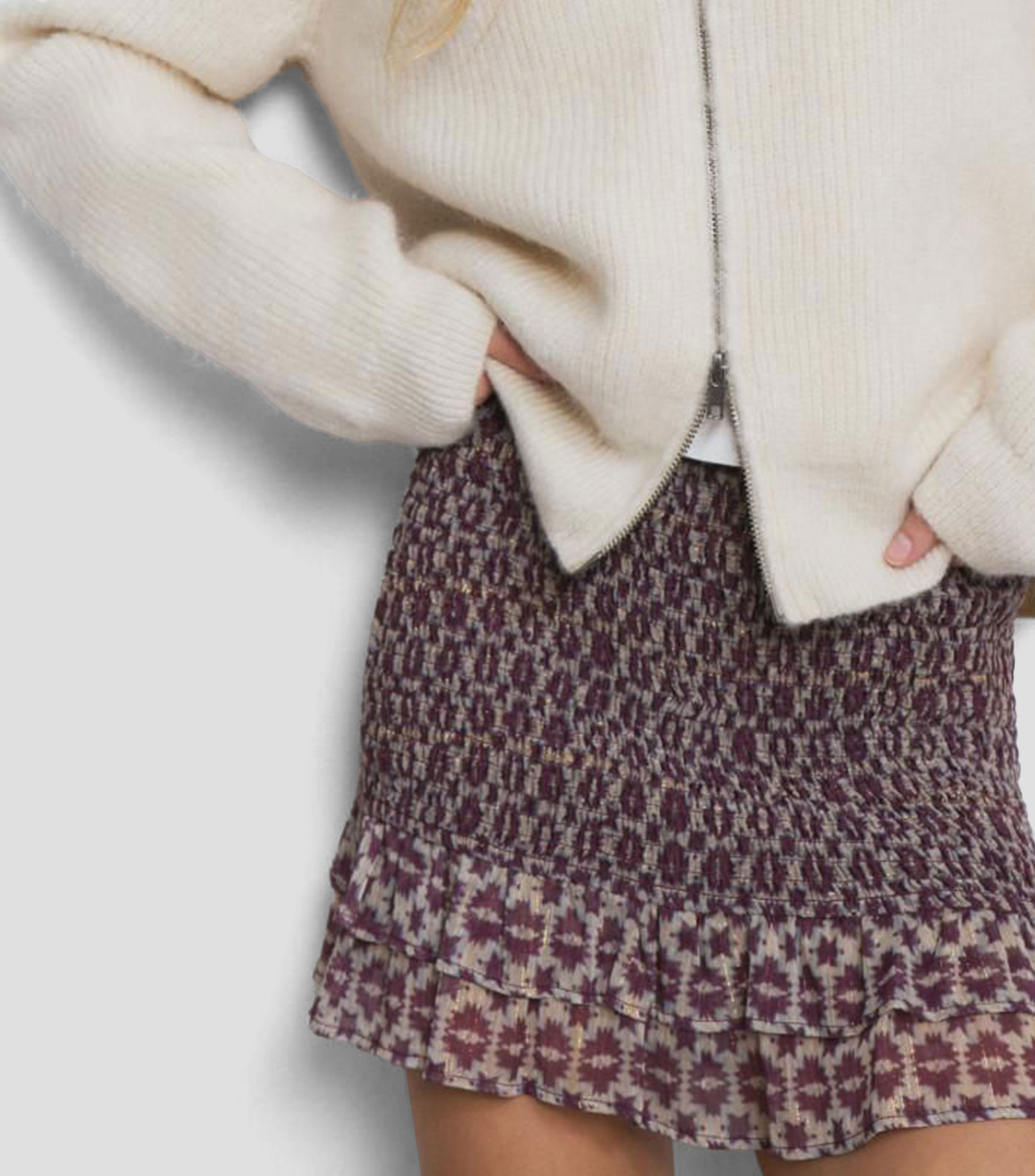 Falda mini de corte A estampada Mujer