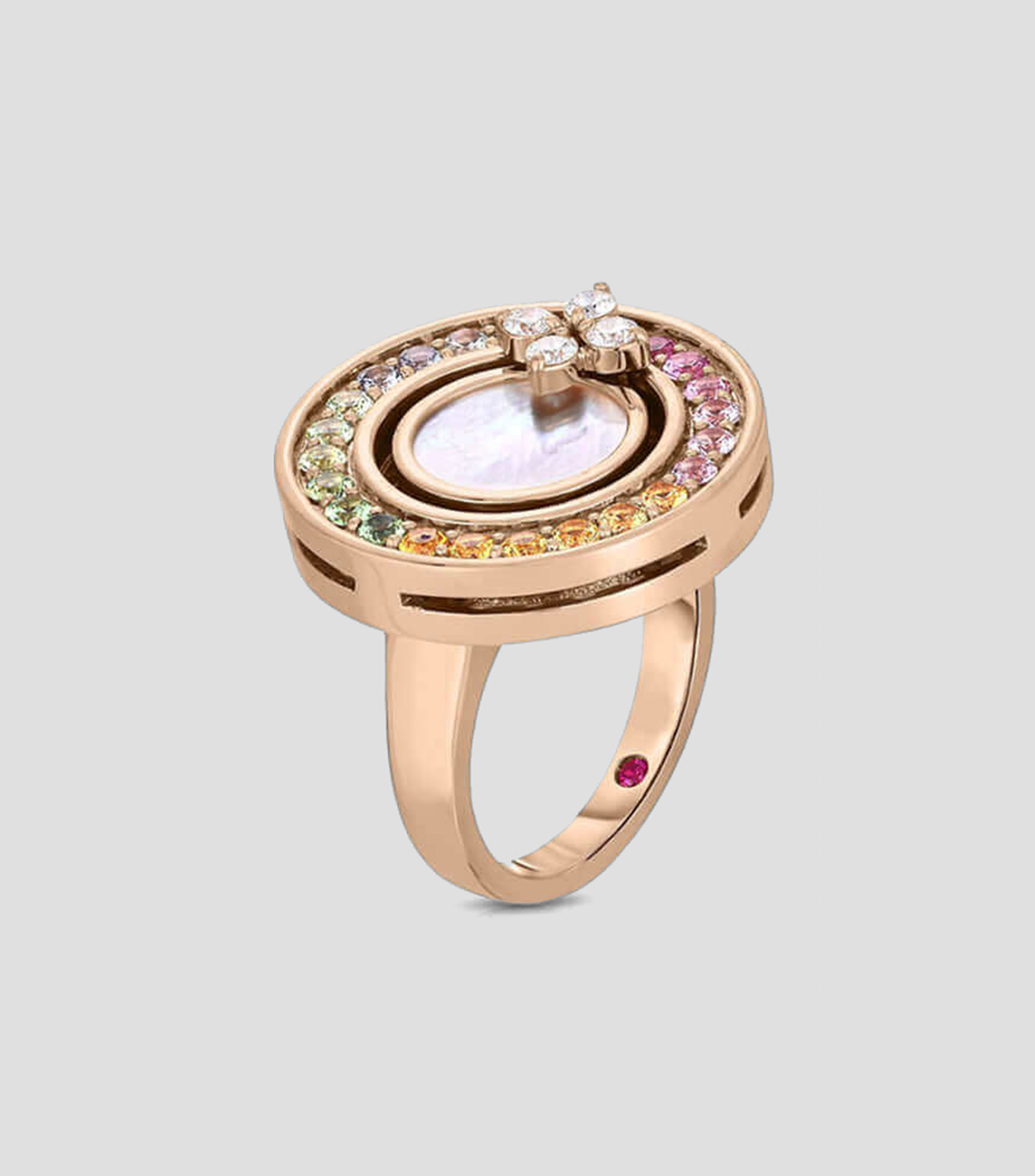 Anillo en Oro rosa de 18 Kilates Love in Verona con diamantes y gemas Mujer