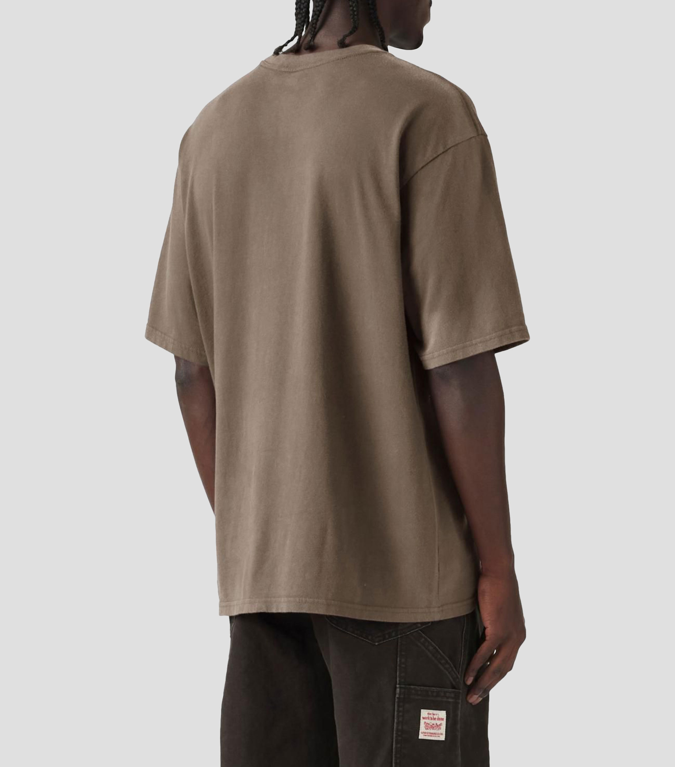 Playera de cuello redondo con manga corta lisa Hombre