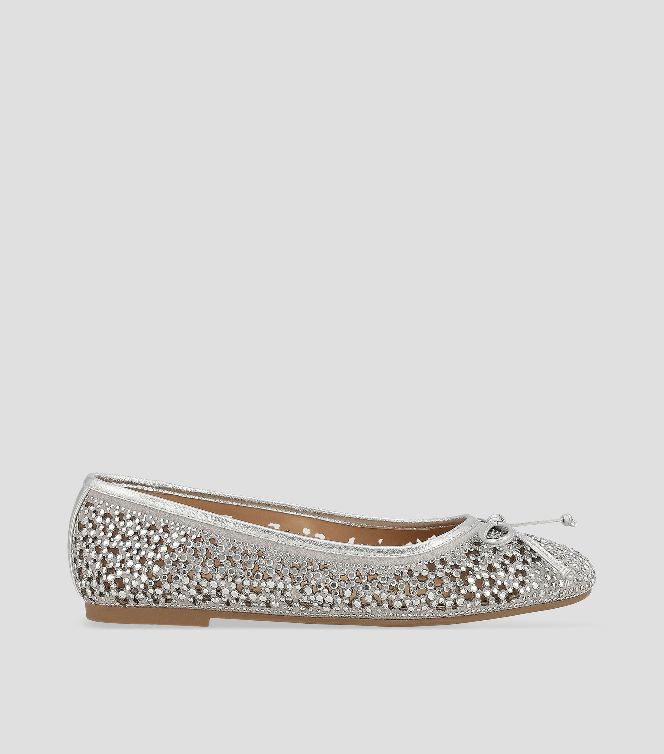 Flats en piel media luna con pedrería Mujer
