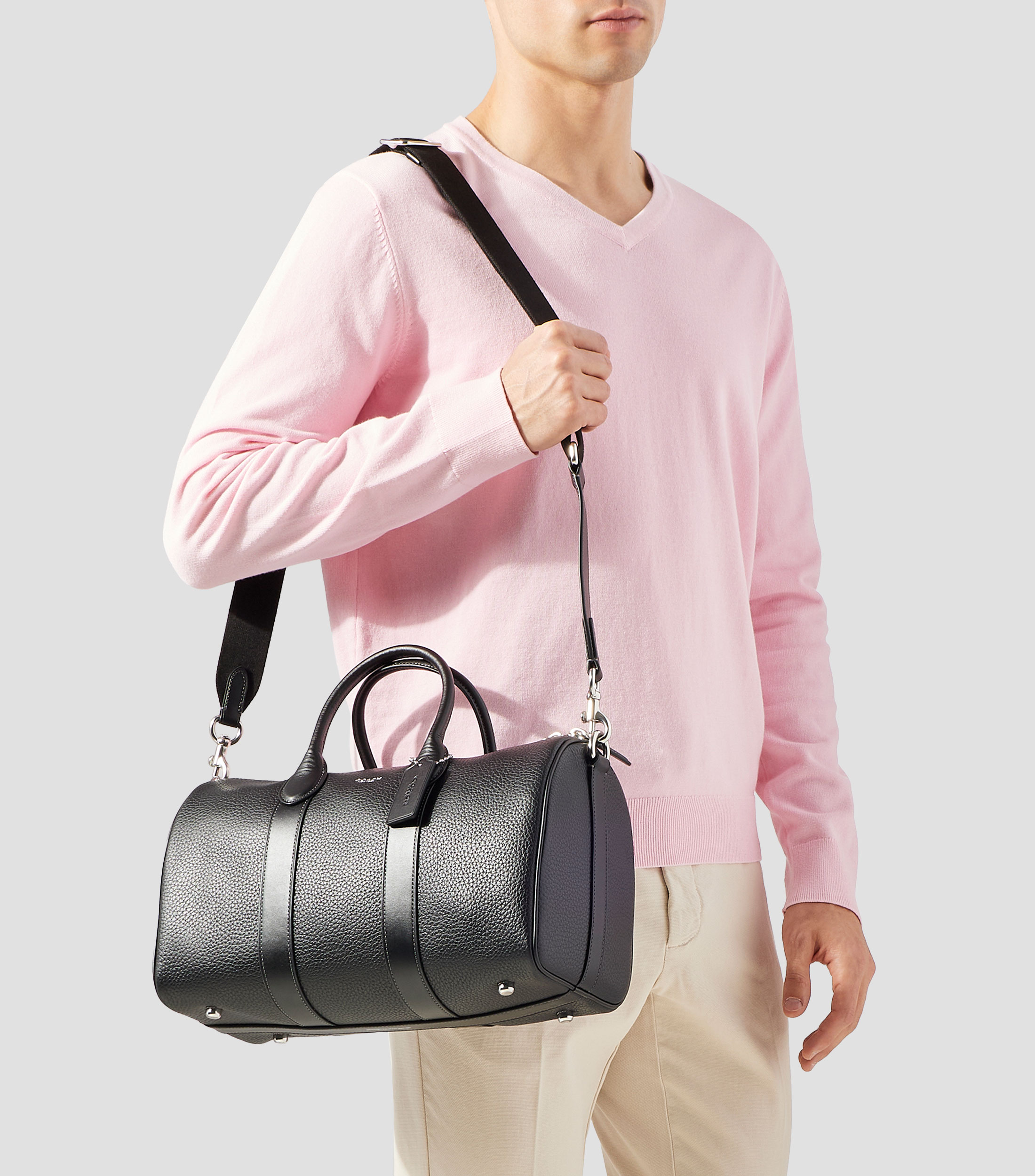 Bolso satchel en piel vacuna Compass liso Hombre