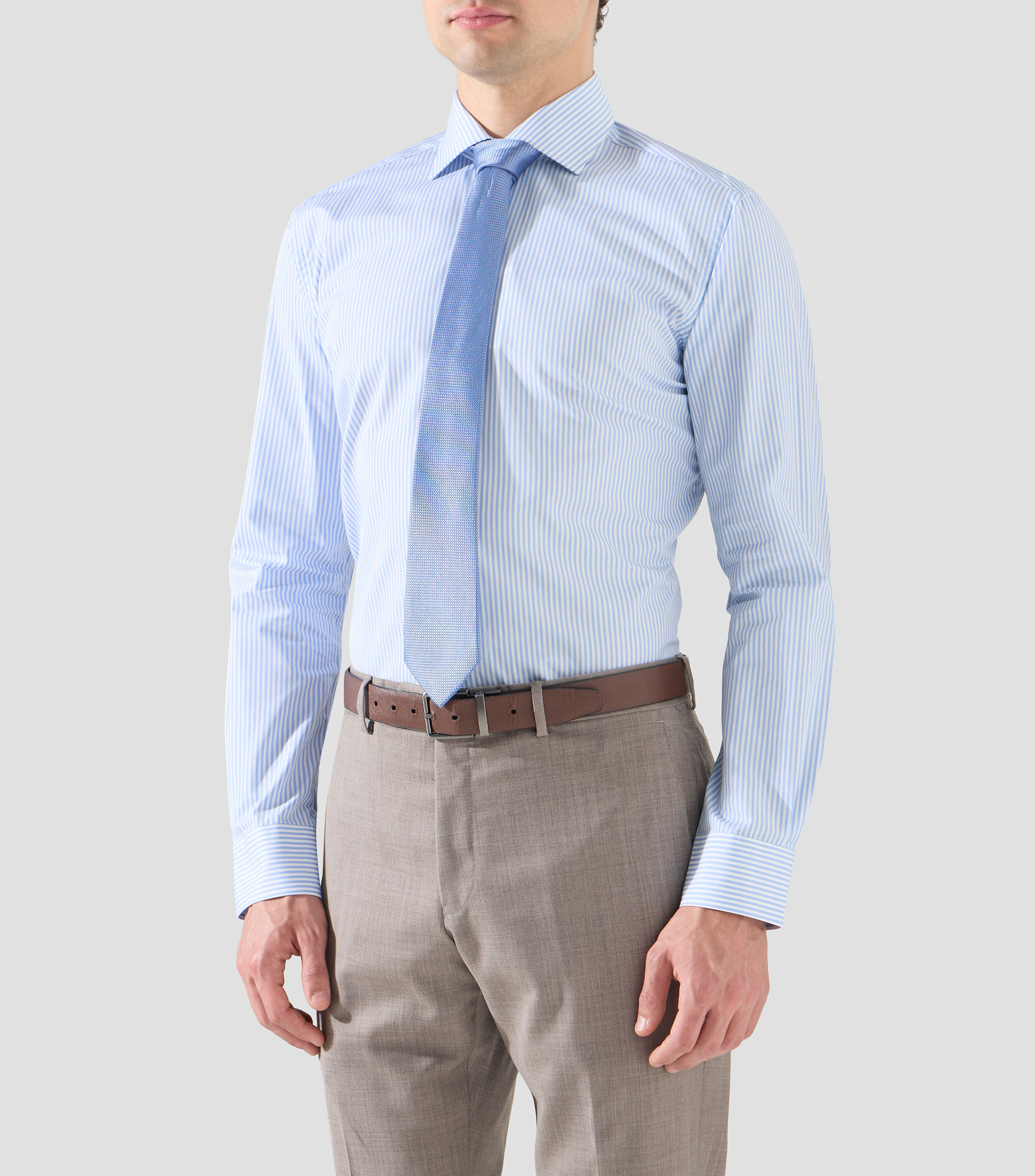 Camisa a rayas manga larga Hombre