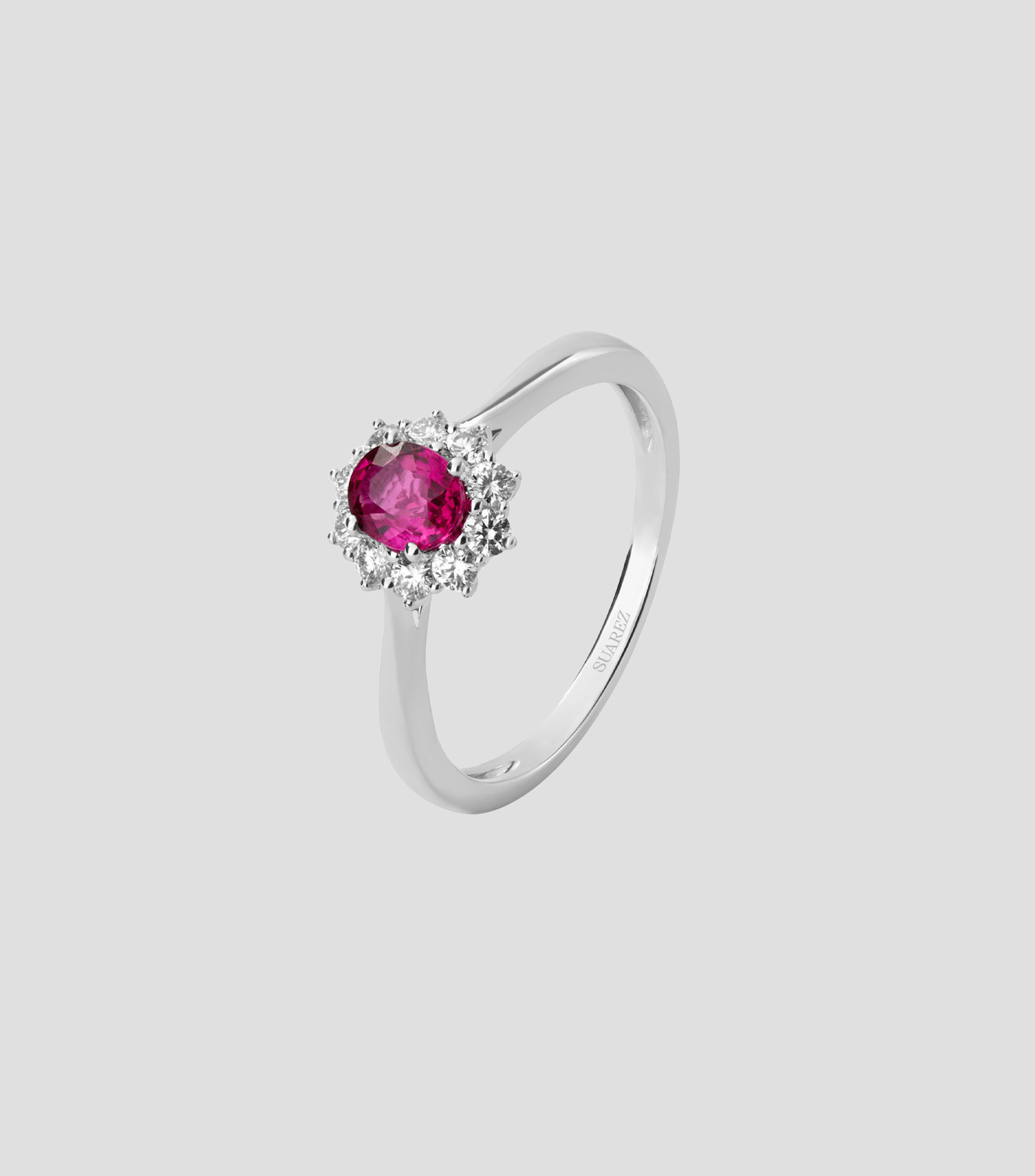 Anillo en Oro blanco de 18 Kilates con rubí Big Three Mujer
