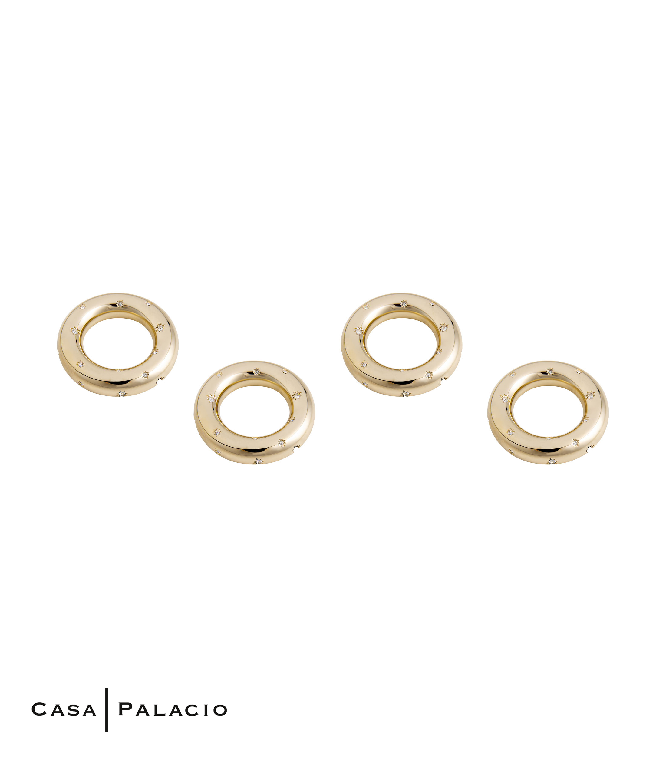 Set 4 Anillos para servilleta Stars Gold en chapa de oro de 24 Kilates