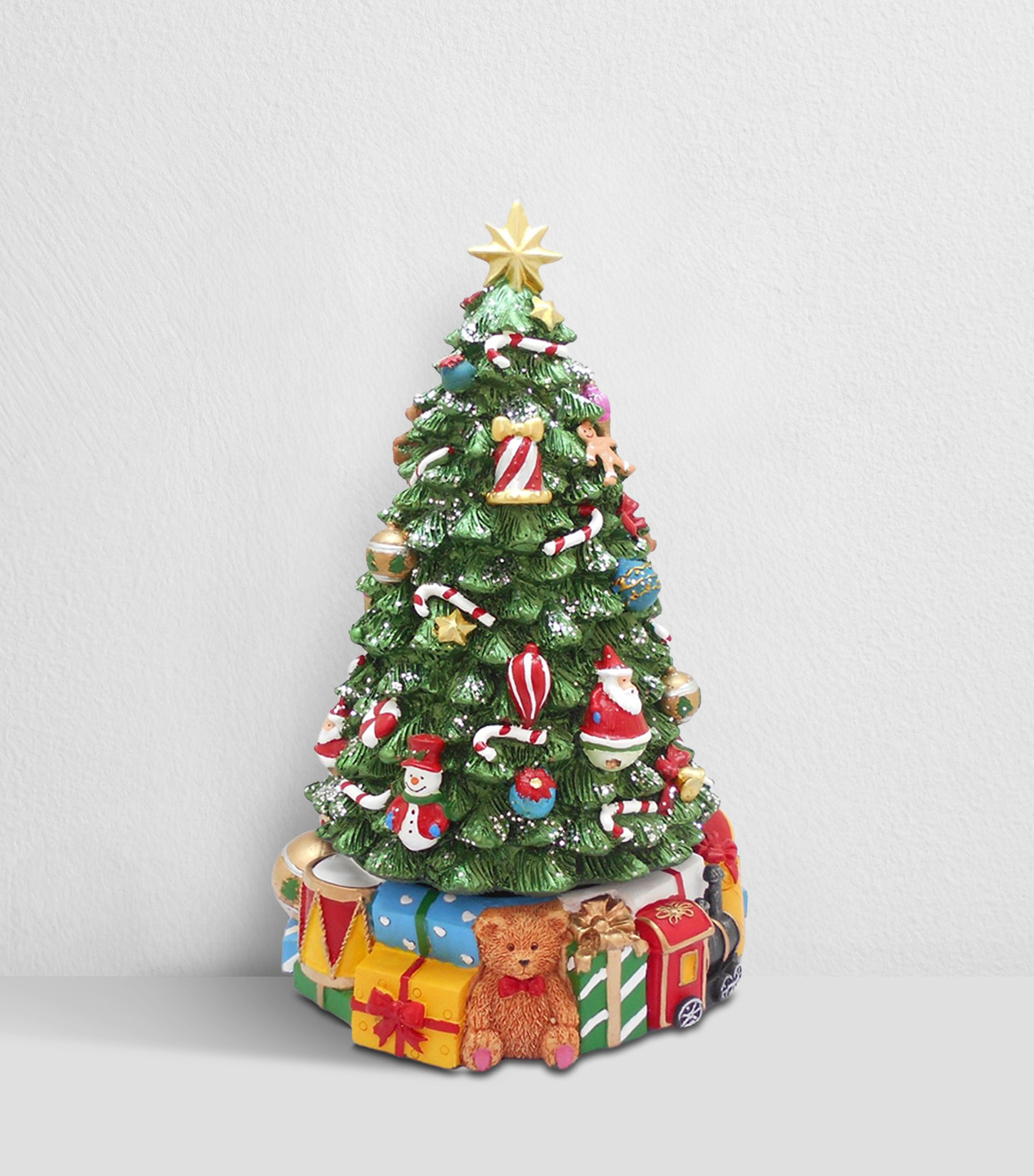 Figura Decorativa Árbol de Navidad Musical con cuerda en Poliresina