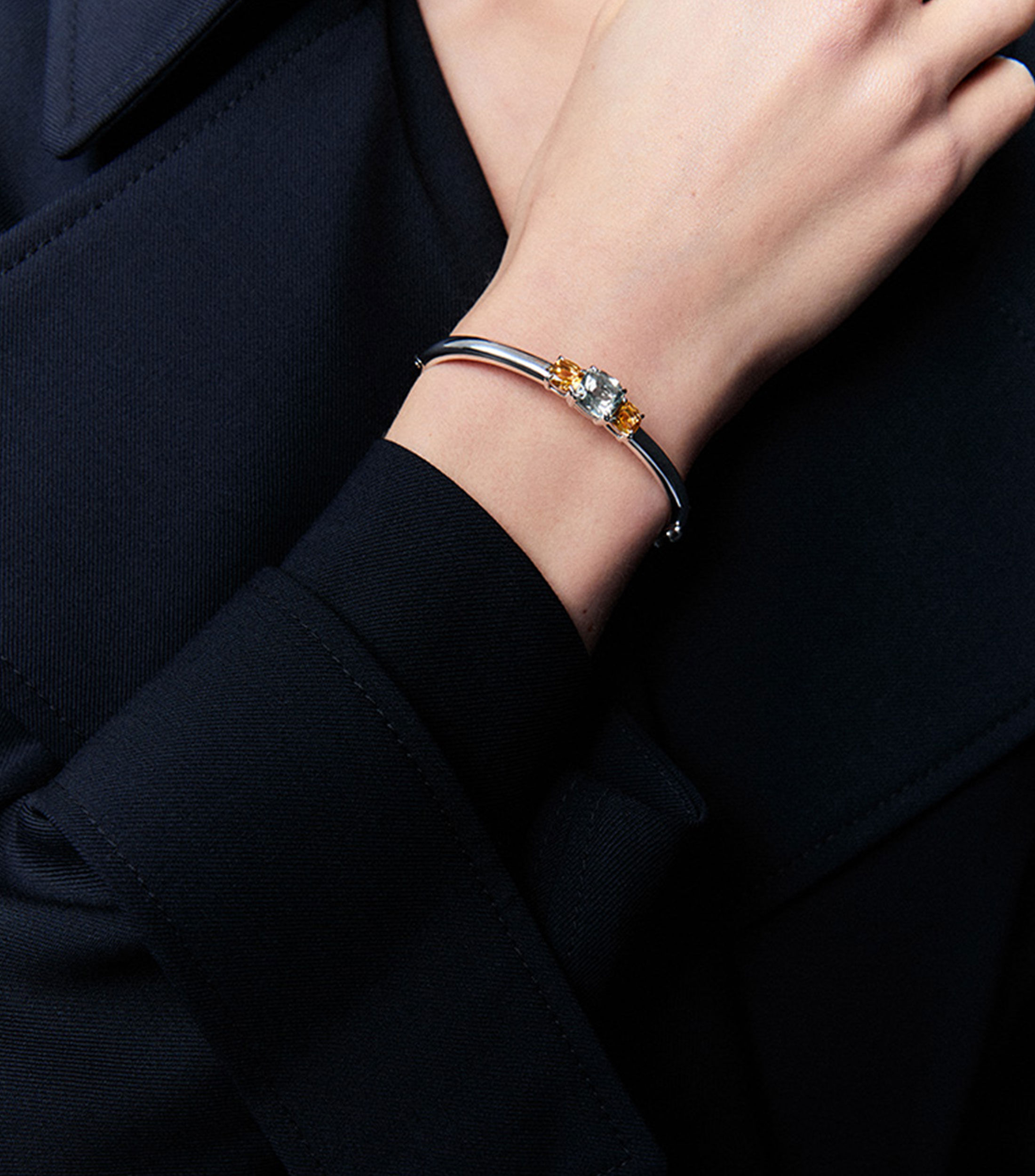 Pulsera en plata con amatista verde y citrinos Utopian Mujer