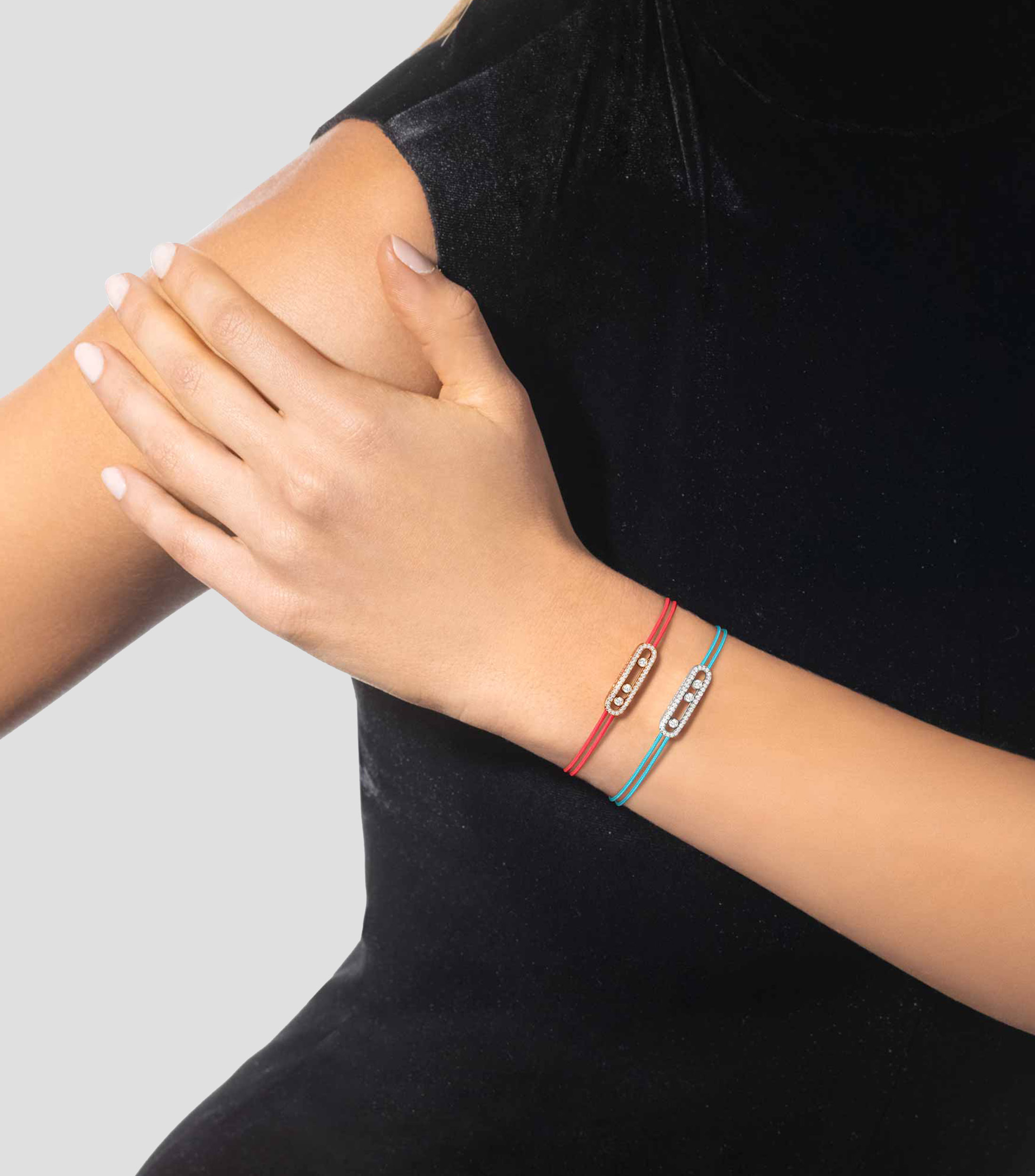 Pulsera rosa con dije en oro rosa de 18 kilates con diamantes Messika Care(s) Mujer
