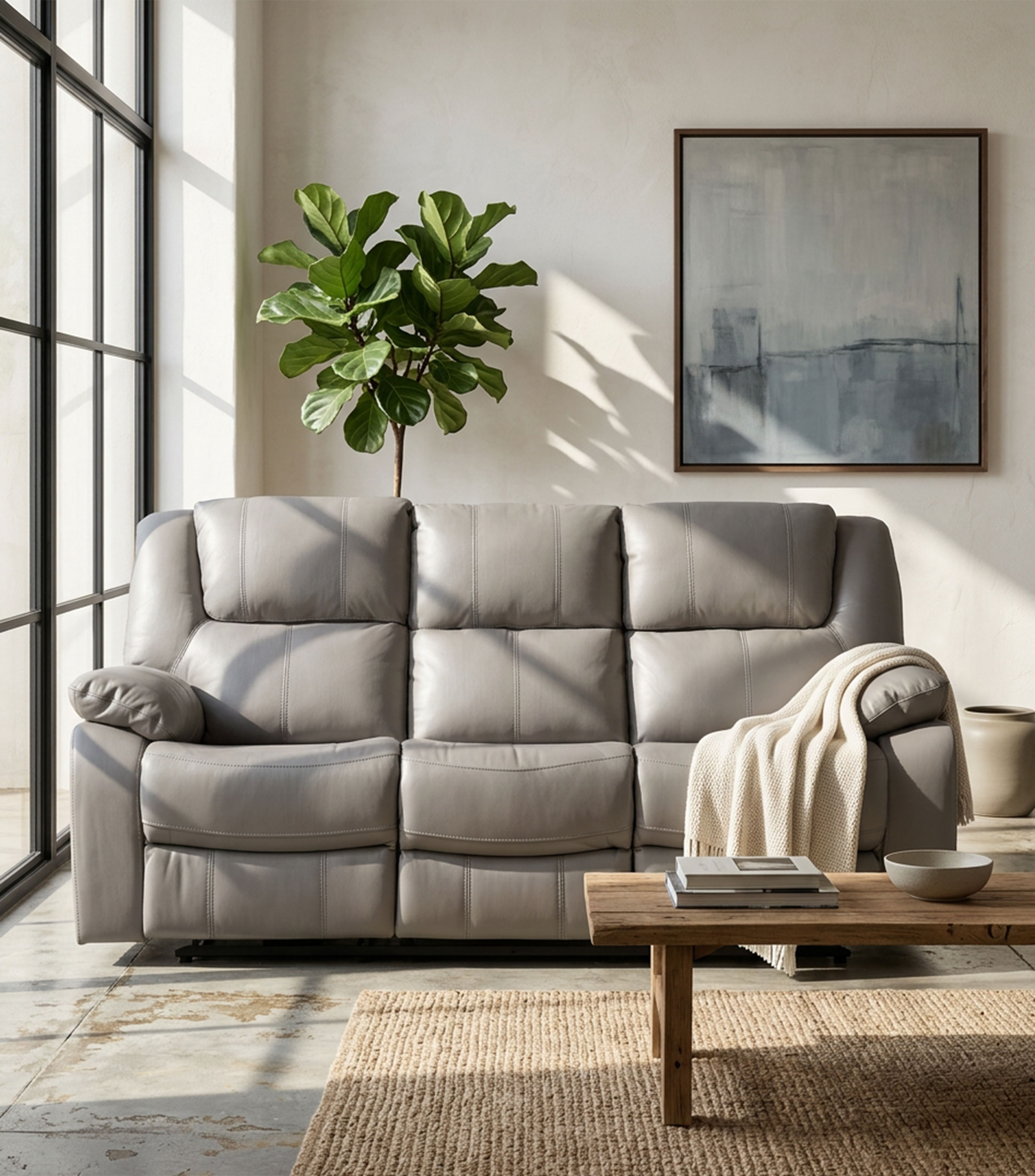 Sofá Reclinable Eléctrico de 3 asientos en piel Mark