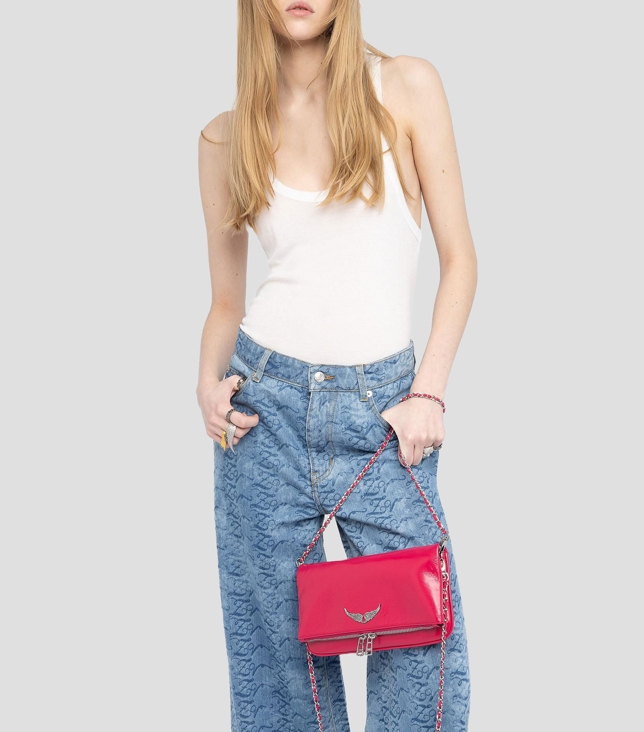 Bolsa crossbody Rock en piel liso Mujer
