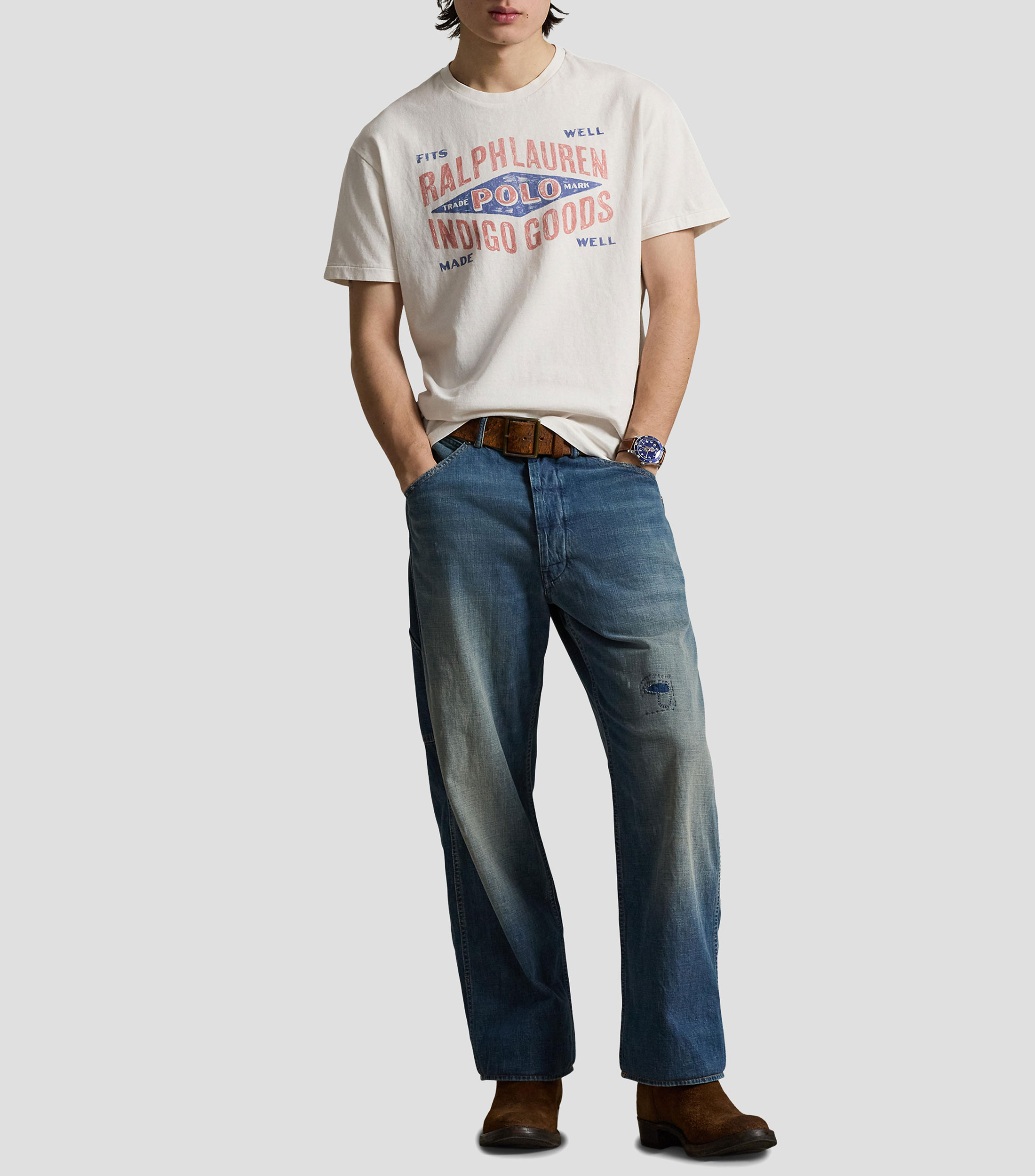Playera cuello redondo manga corta estampada Hombre