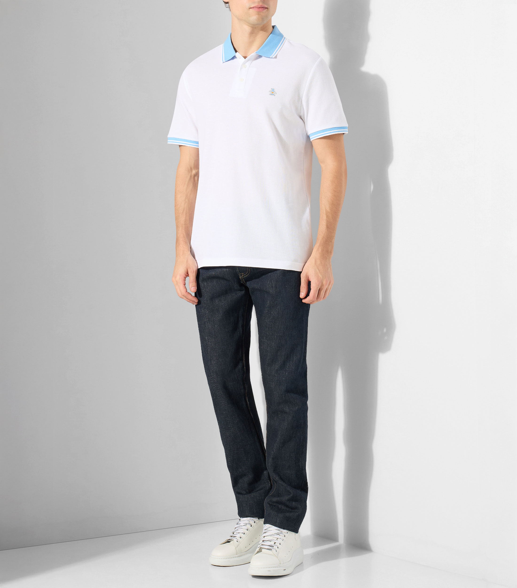 Playera tipo polo con manga corta lisa Hombre