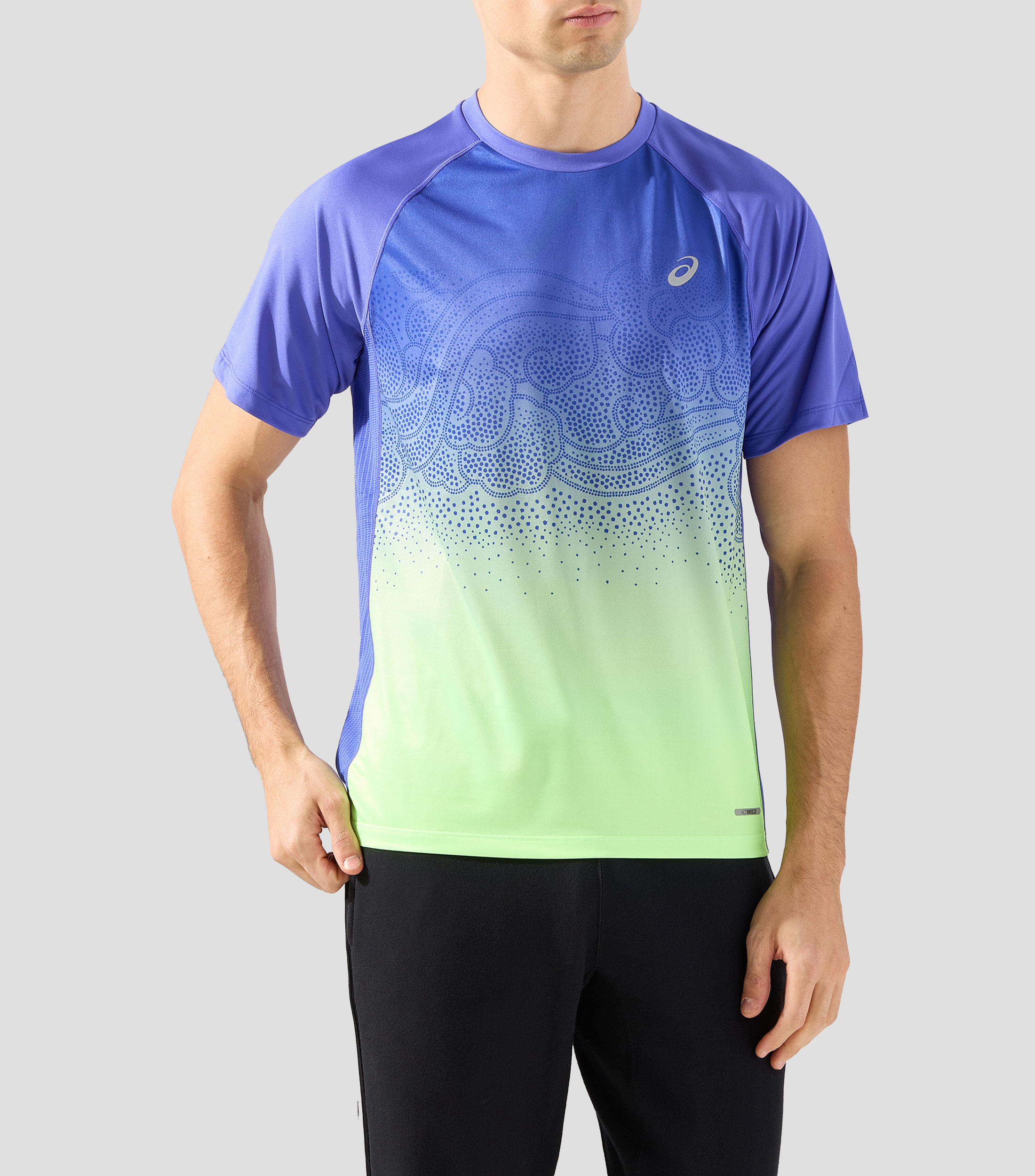 Playera para correr cuello redondo manga corta estampada Hombre