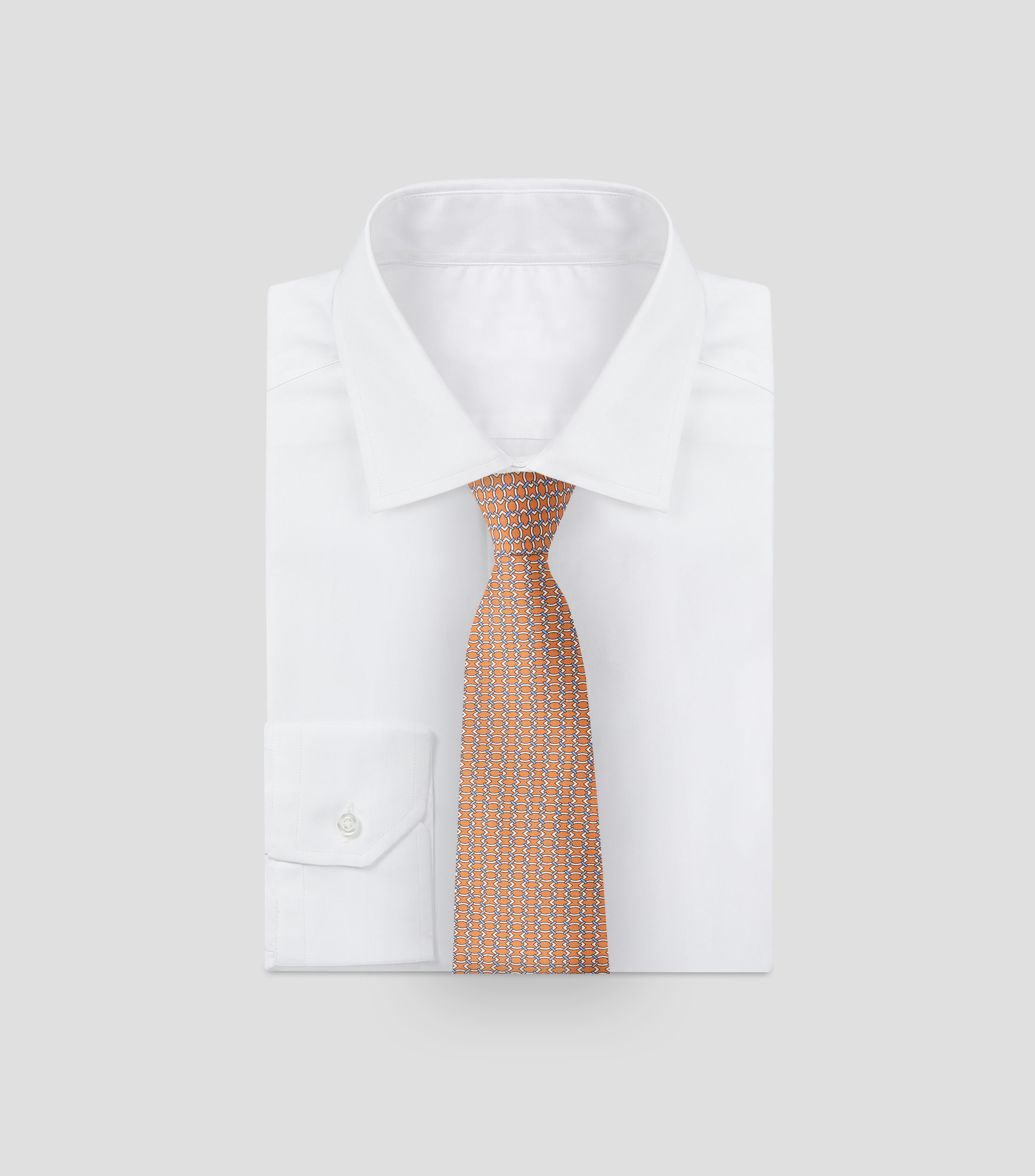 Corbata ancha en seda naranja estampada