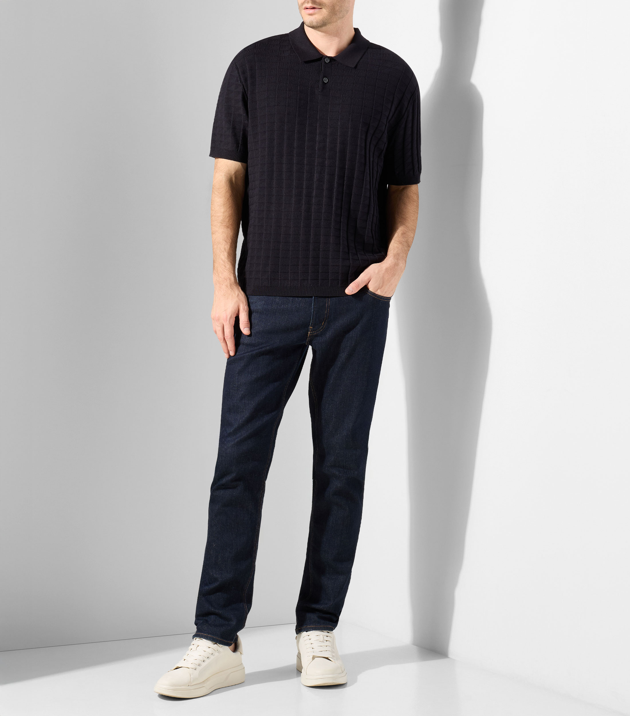 Playera tipo polo manga corta con cuadros Hombre