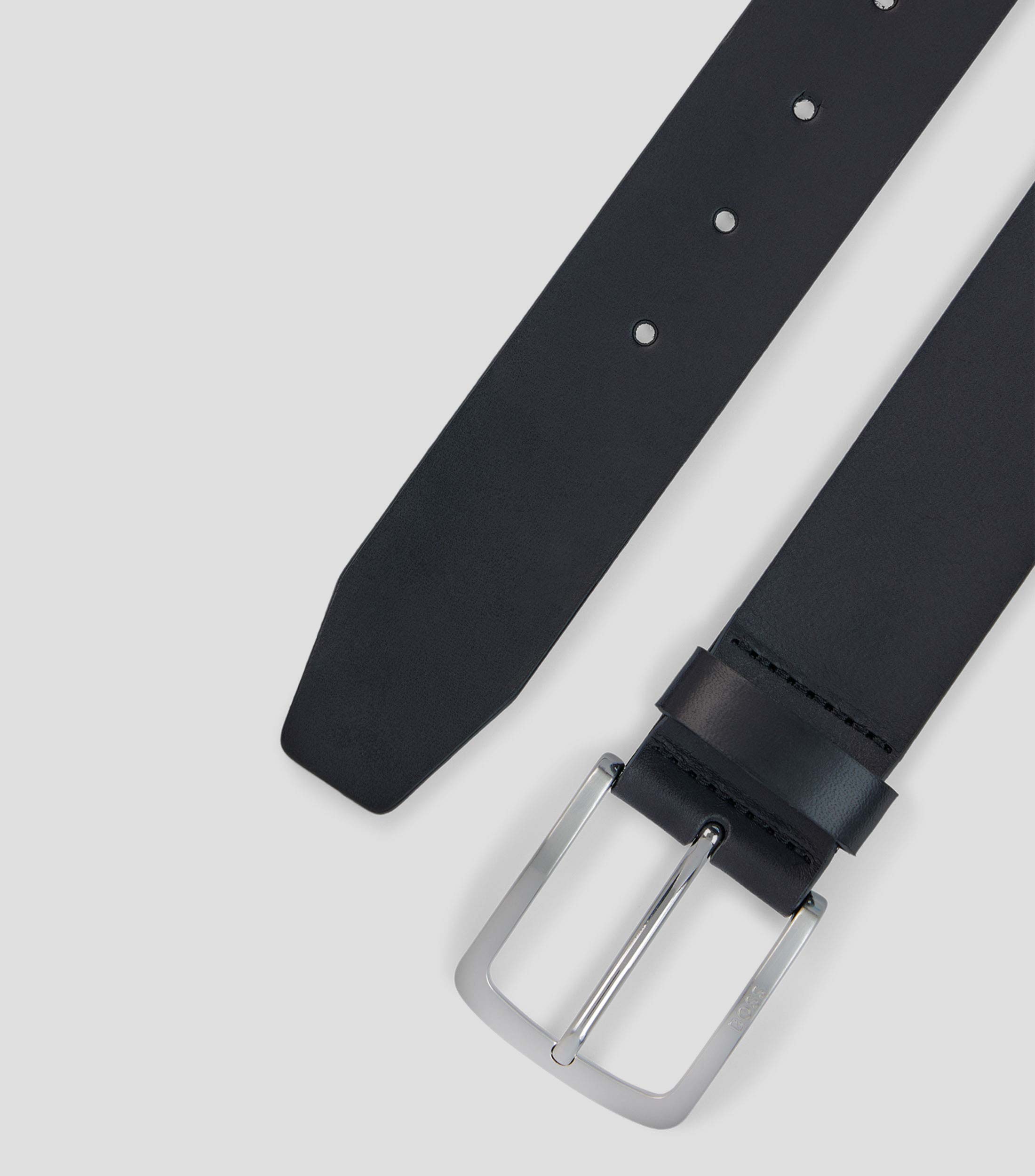 Cinturón de piel italiana con hebilla grabada con logo Hombre