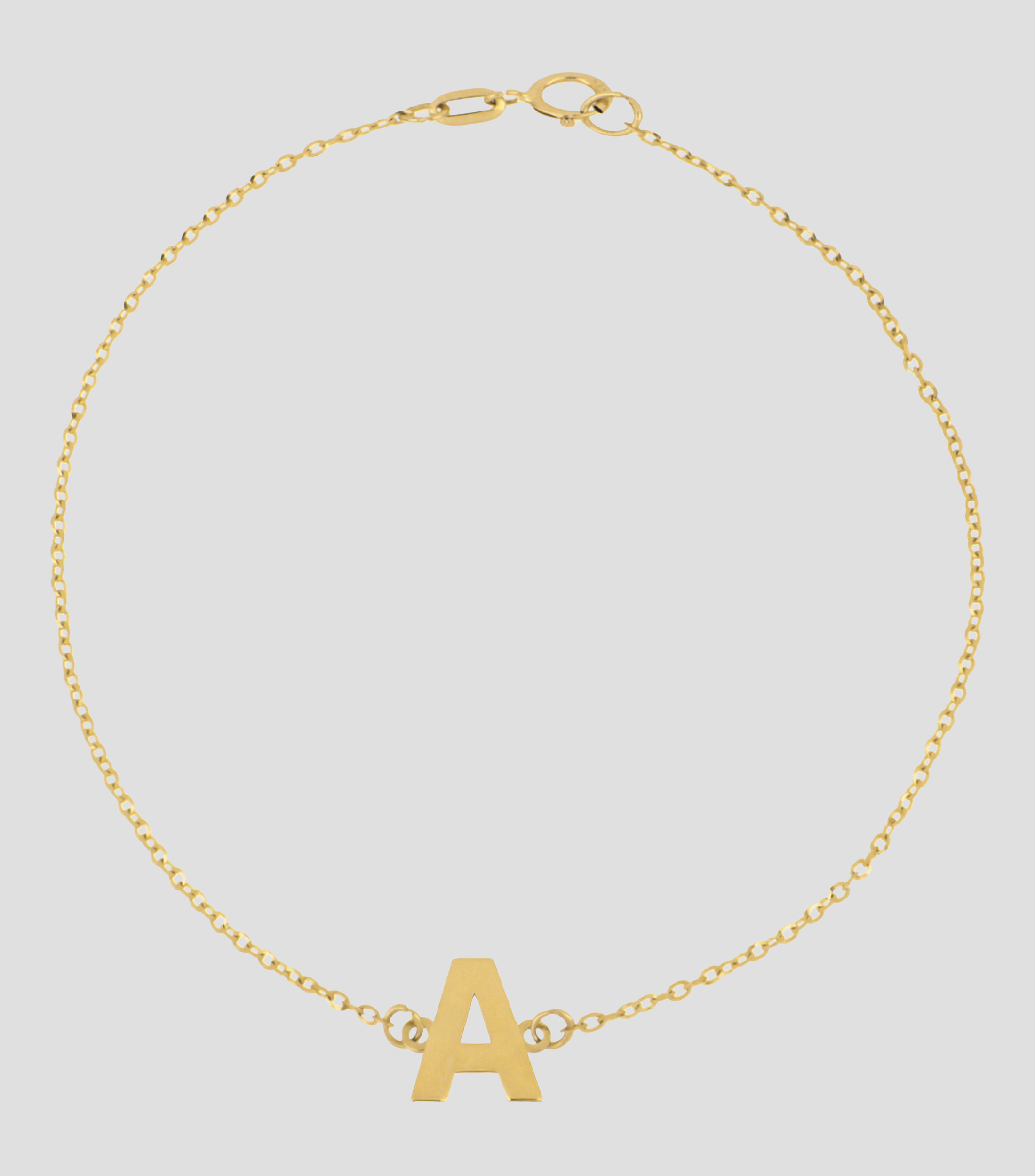 Pulsera en oro 14 Kilates Letra A Mujer