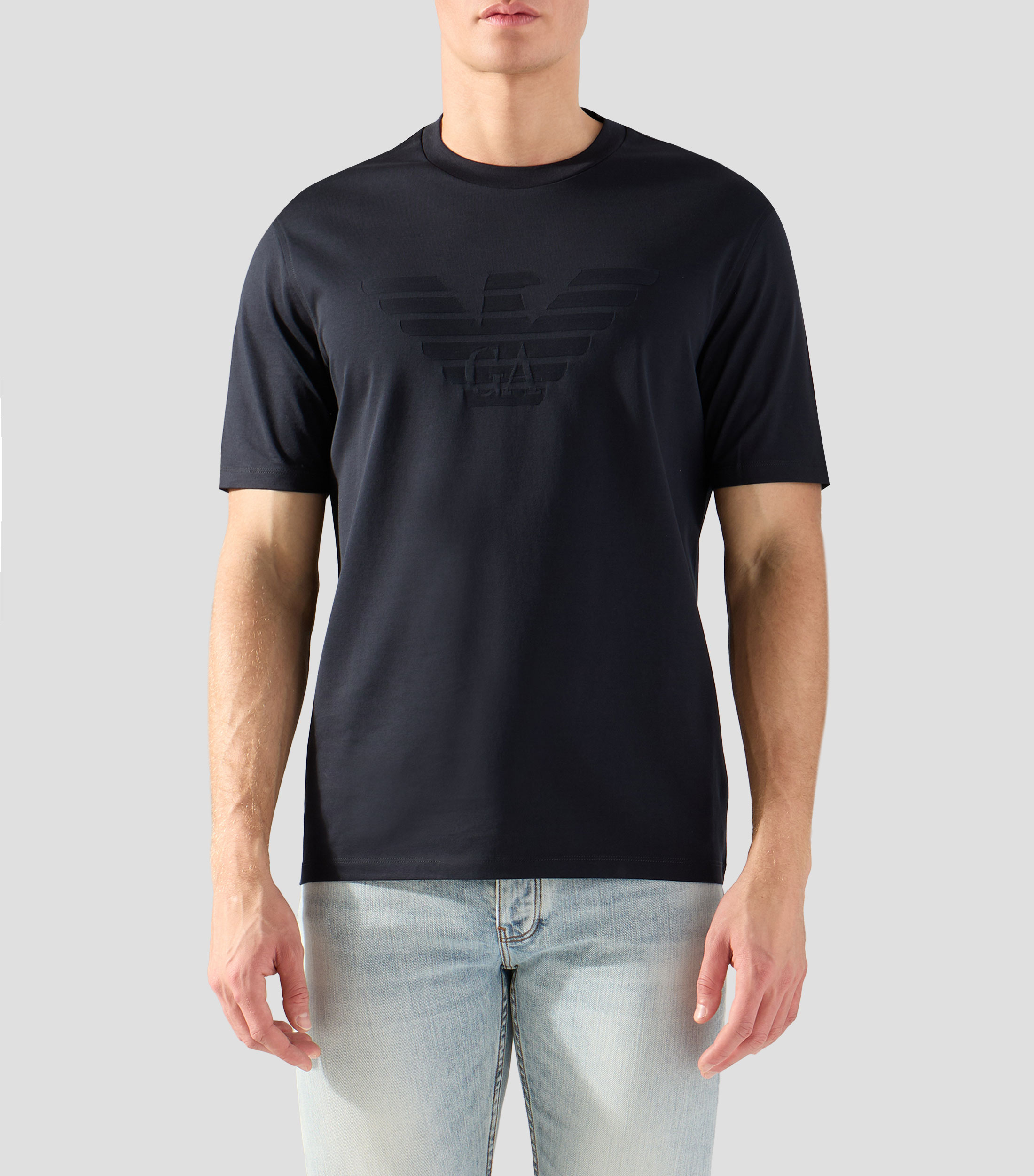 Playera de cuello redondo con manga corta estampada Hombre