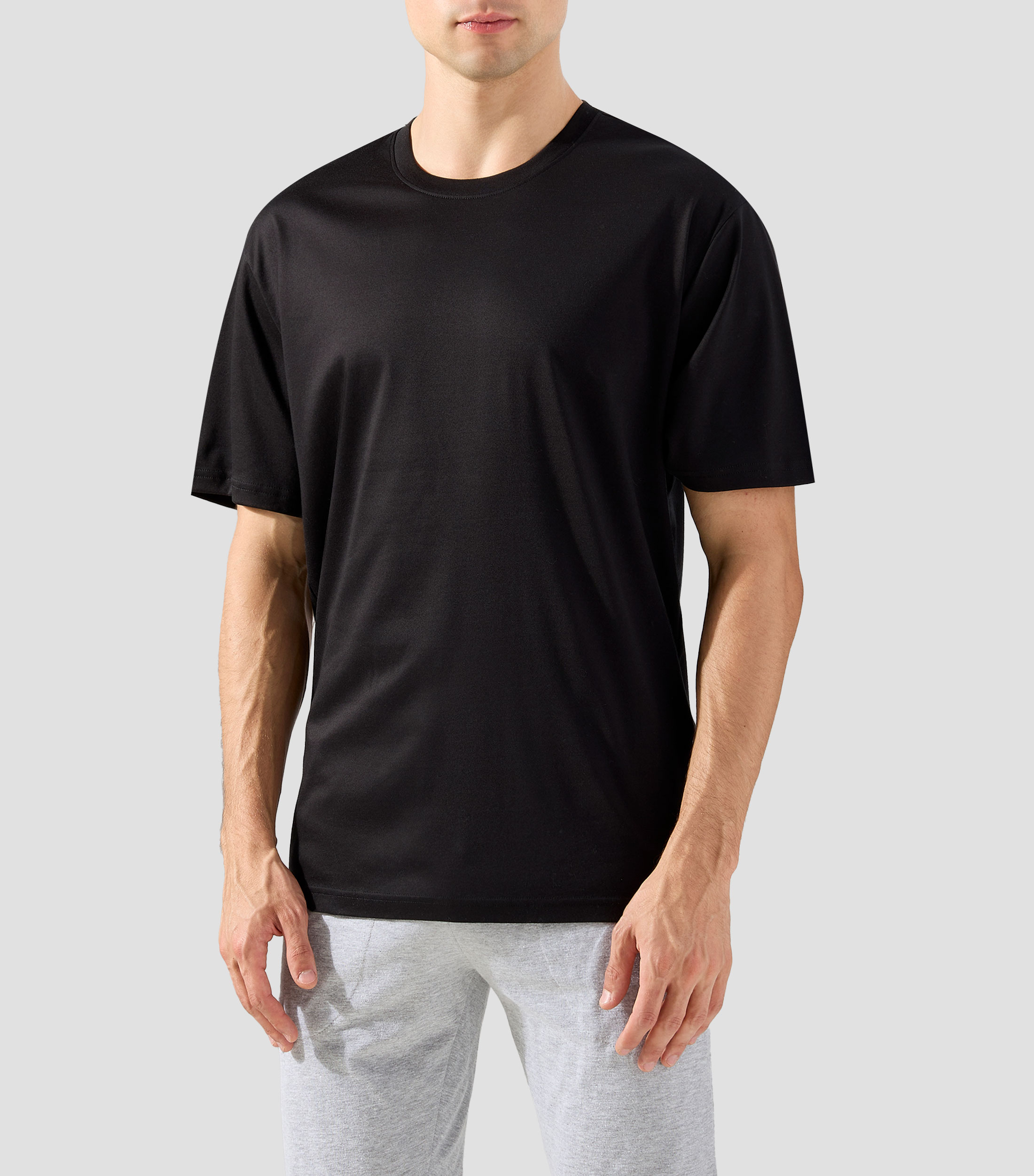 Playera pijama cuello redondo con manga corta lisa Hombre