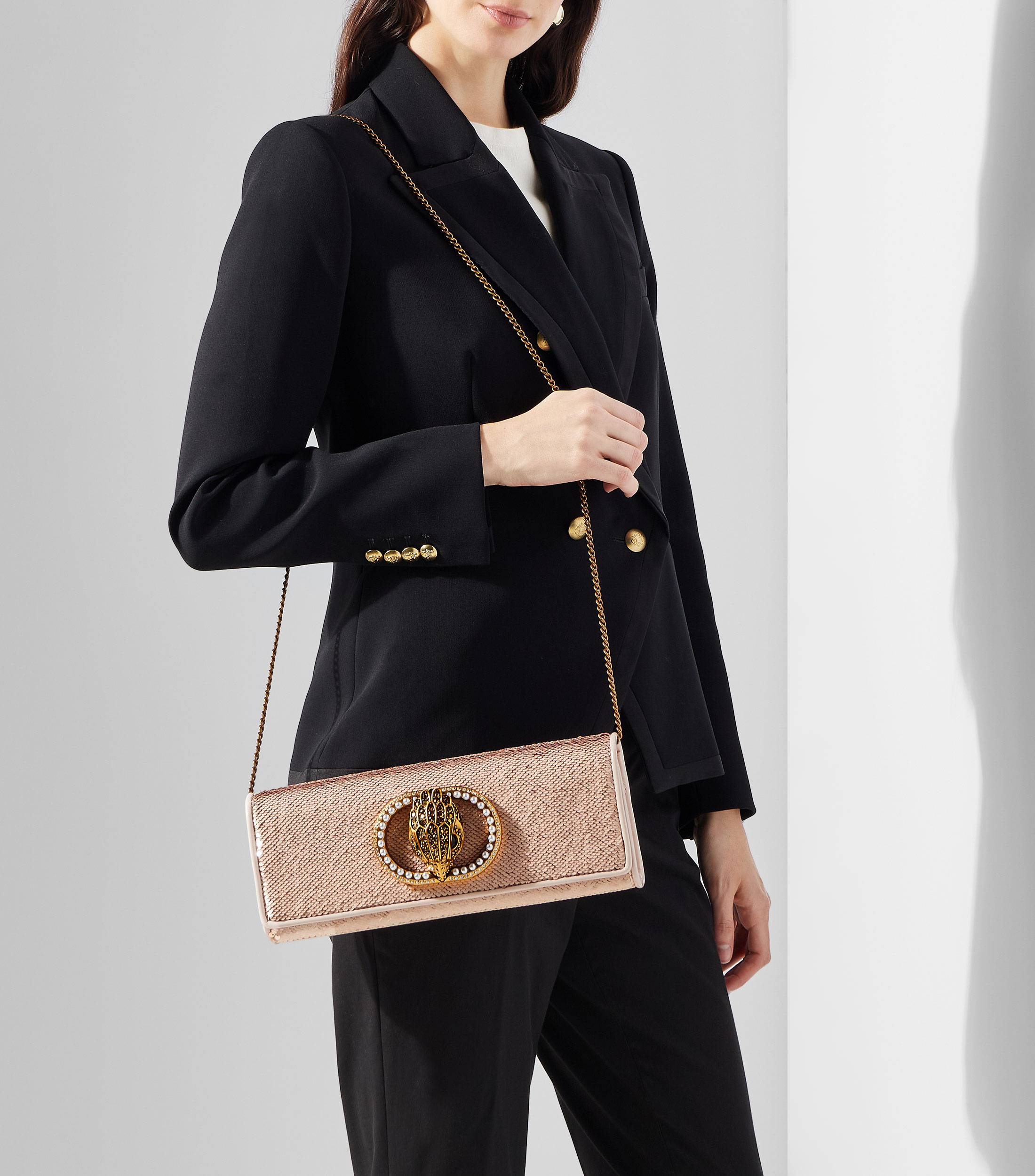 Bolsa clutch en piel Chelsea con lentejuelas Mujer