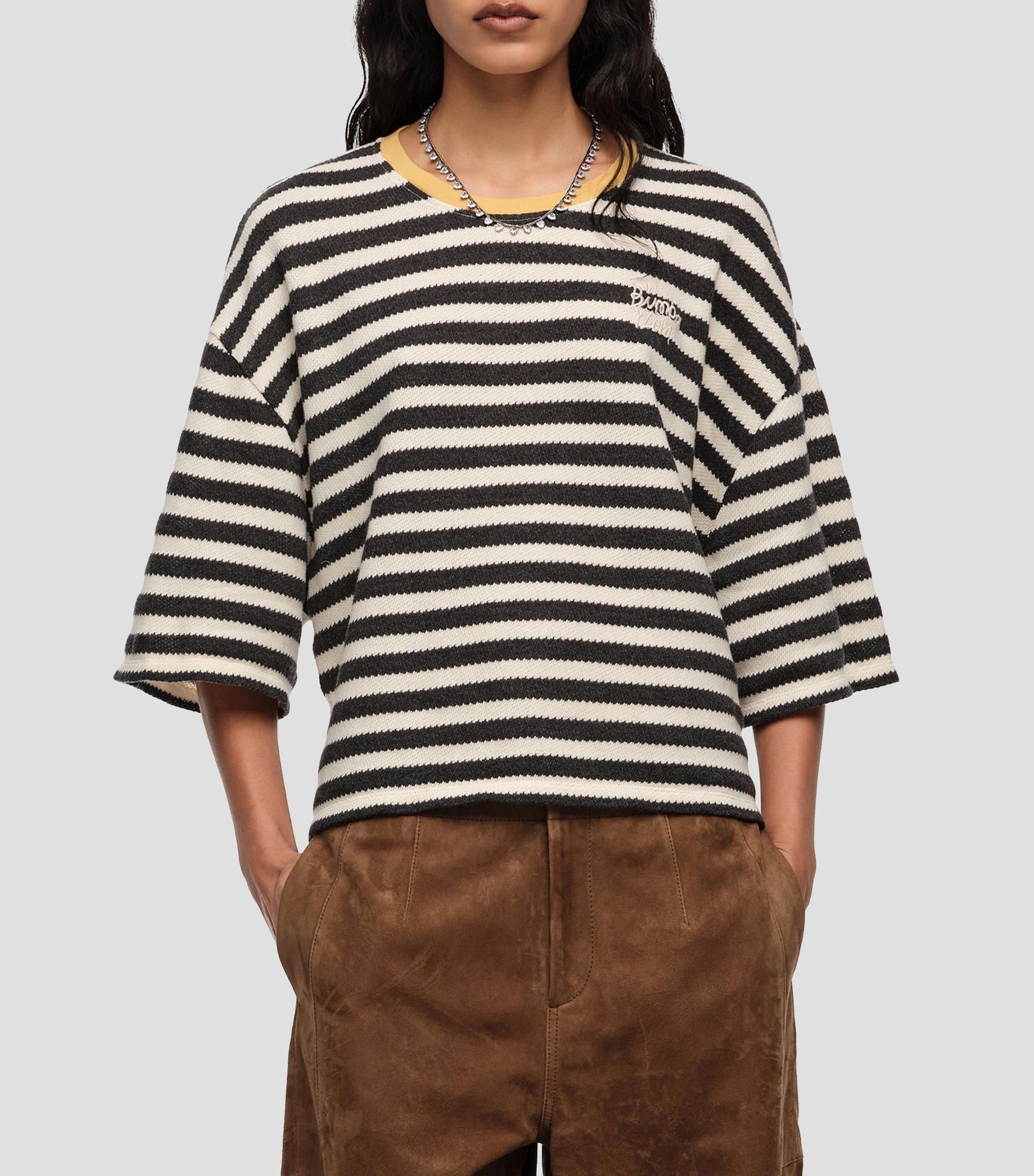 Playera boxy algodón rayas Mujer