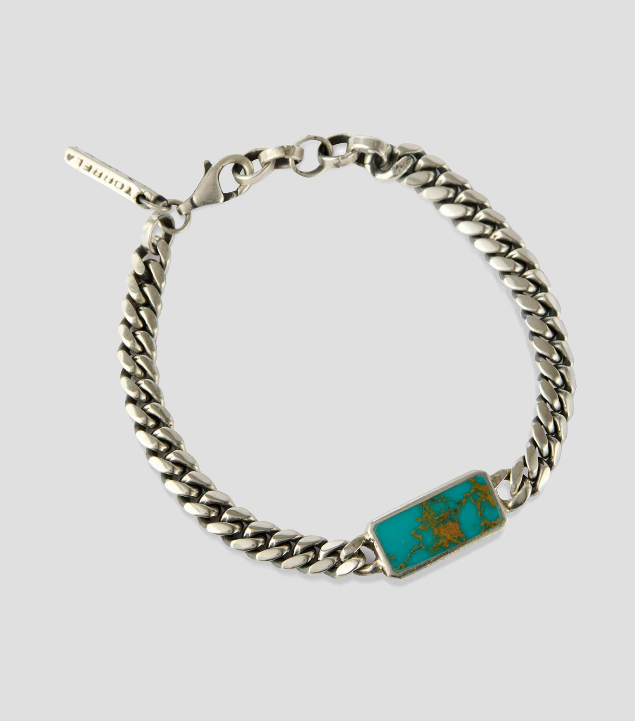 Pulsera ajustable en plata .925 Cubana con turquesa Unisex