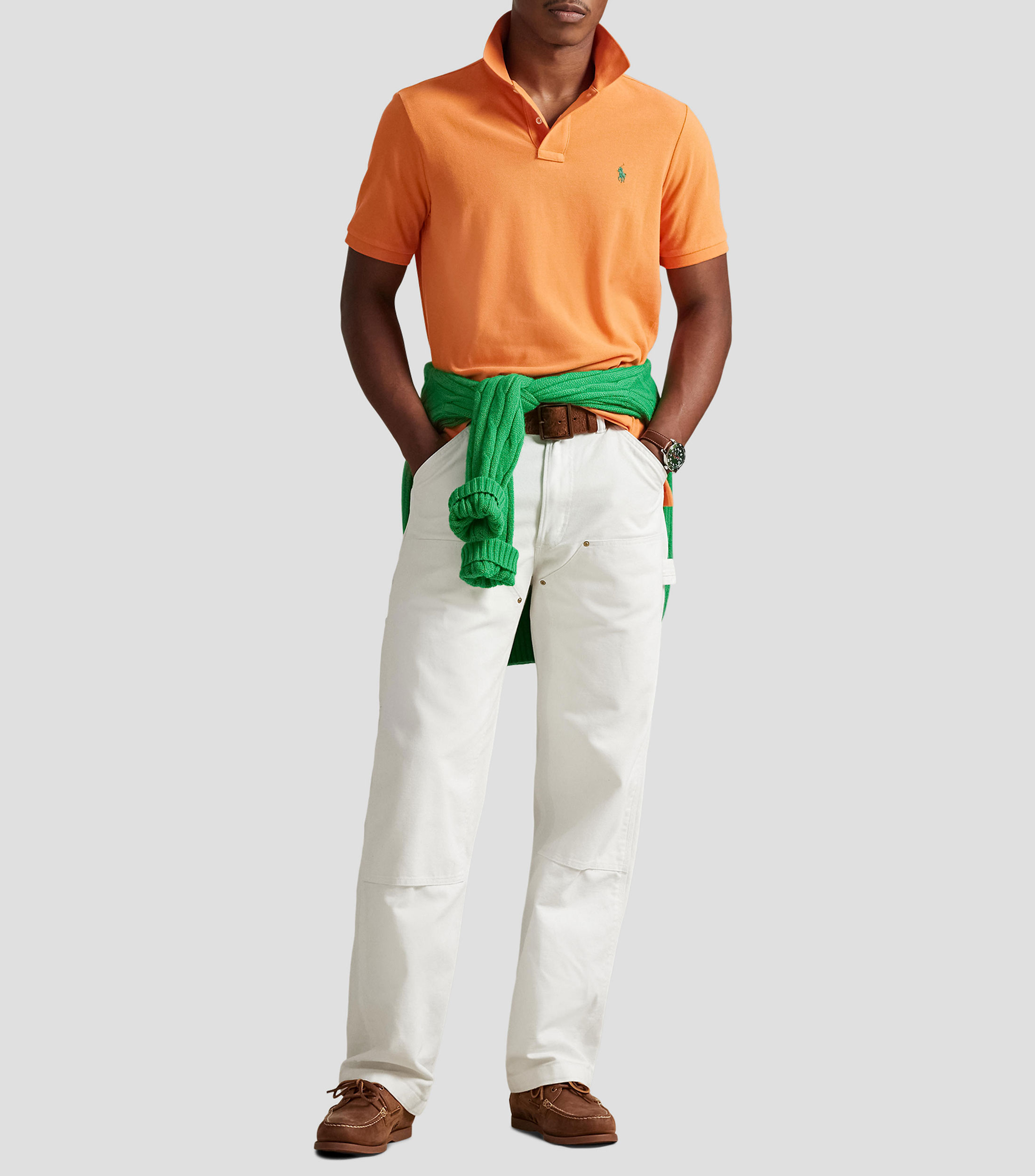 Playera polo manga corta sólida Hombre