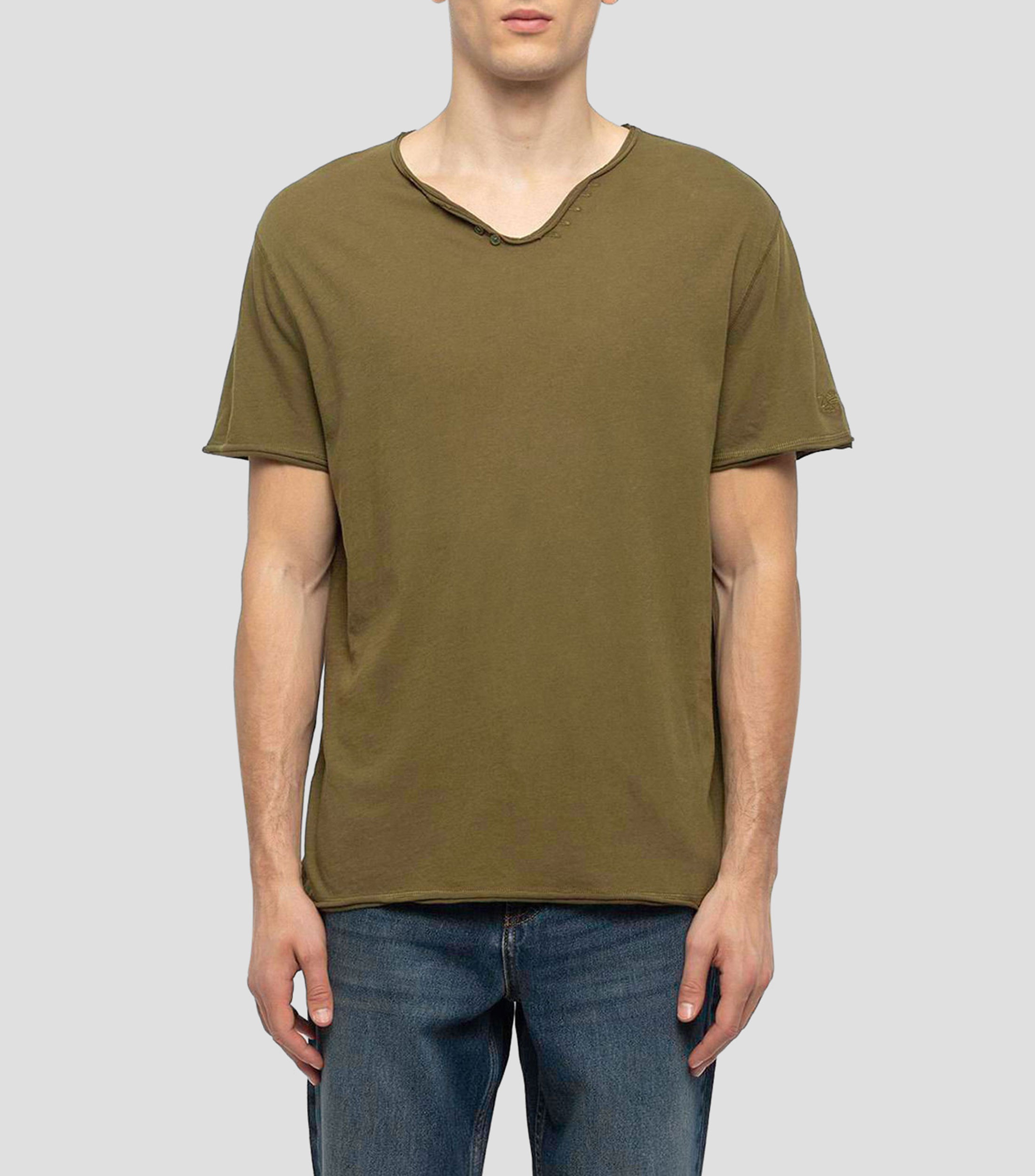 Playera cuello V manga corta lisa Hombre