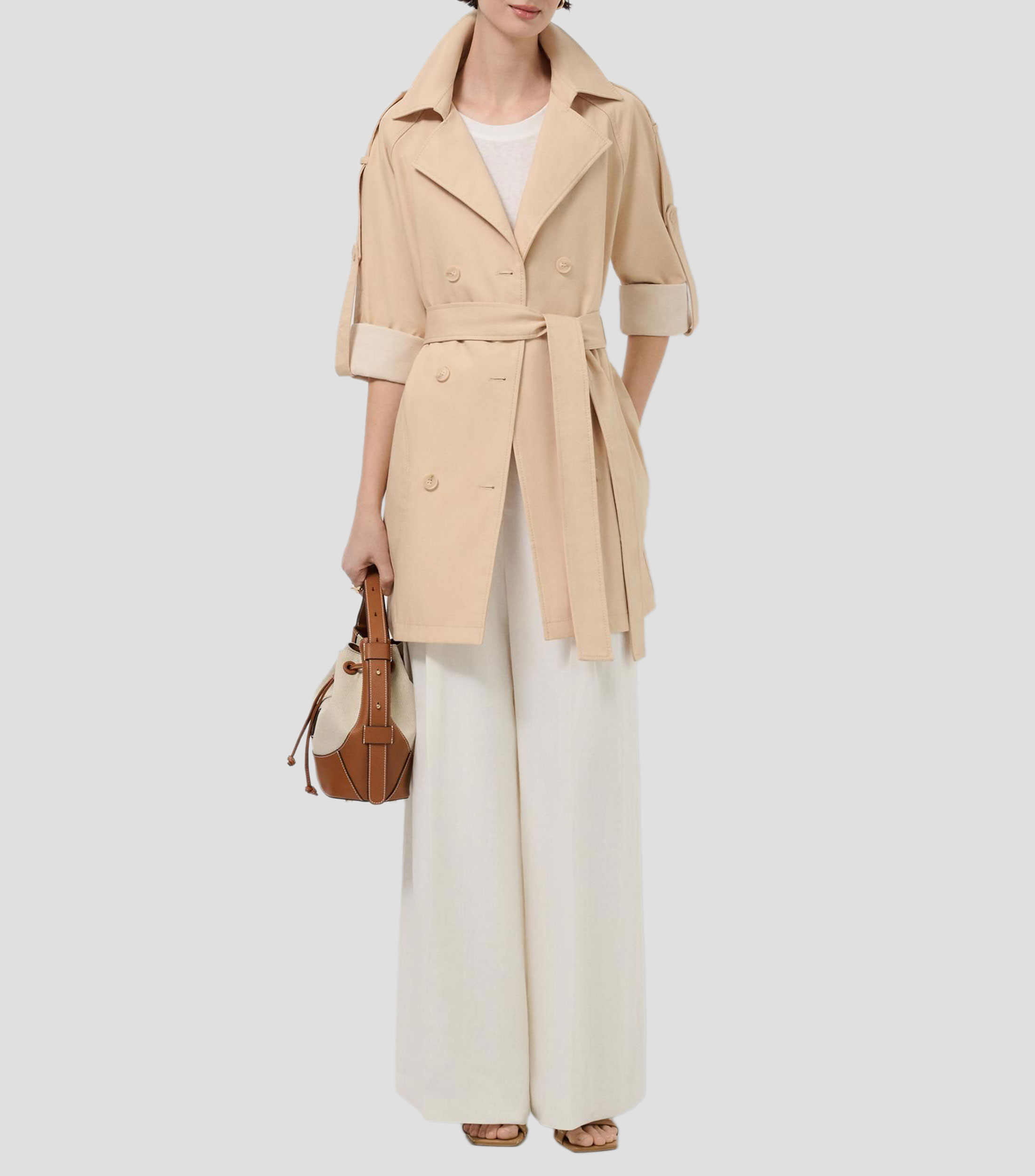Gabardina larga con botones Mujer