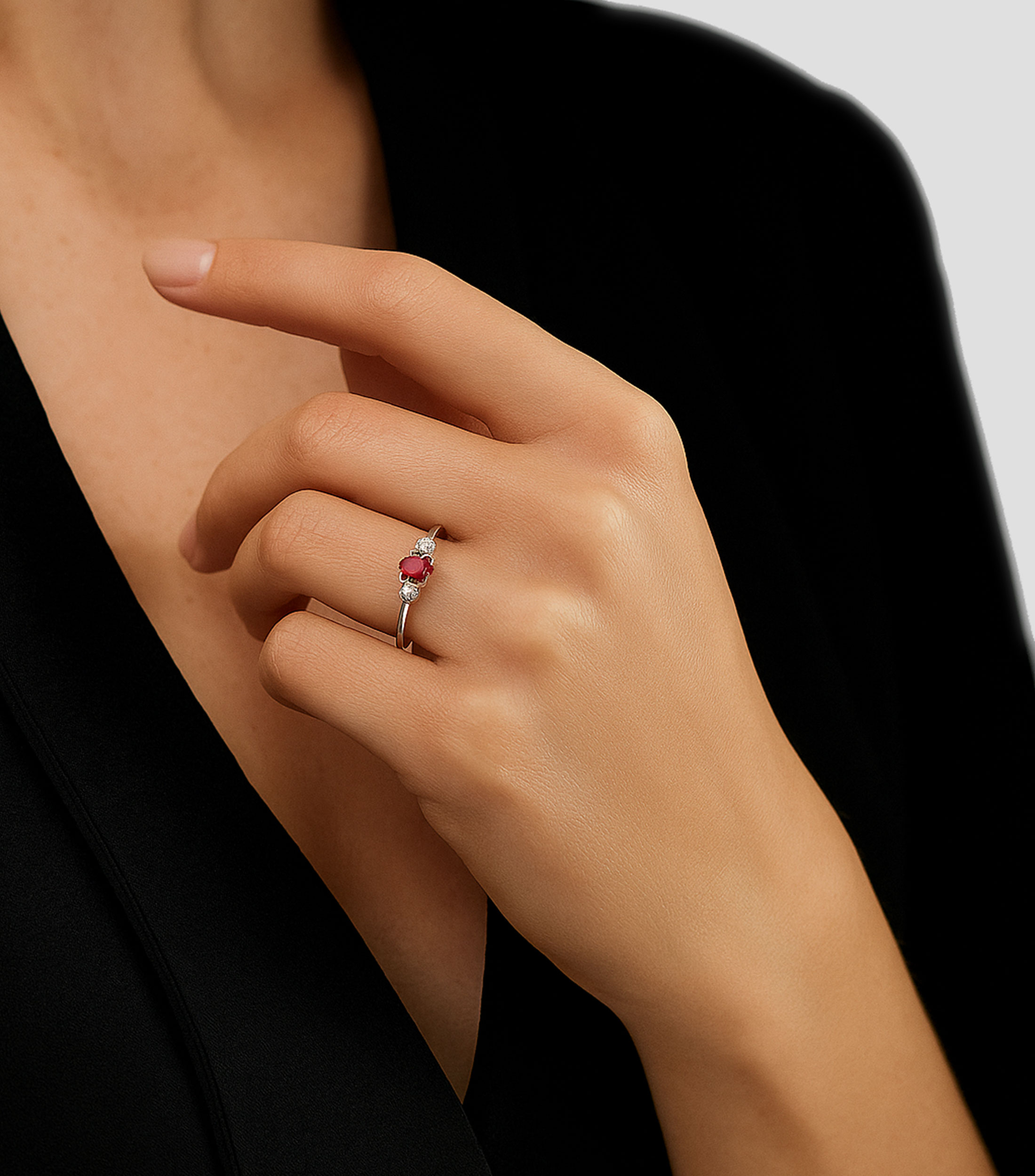 Anillo en Oro blanco 18 Kts Talla 13 Mujer