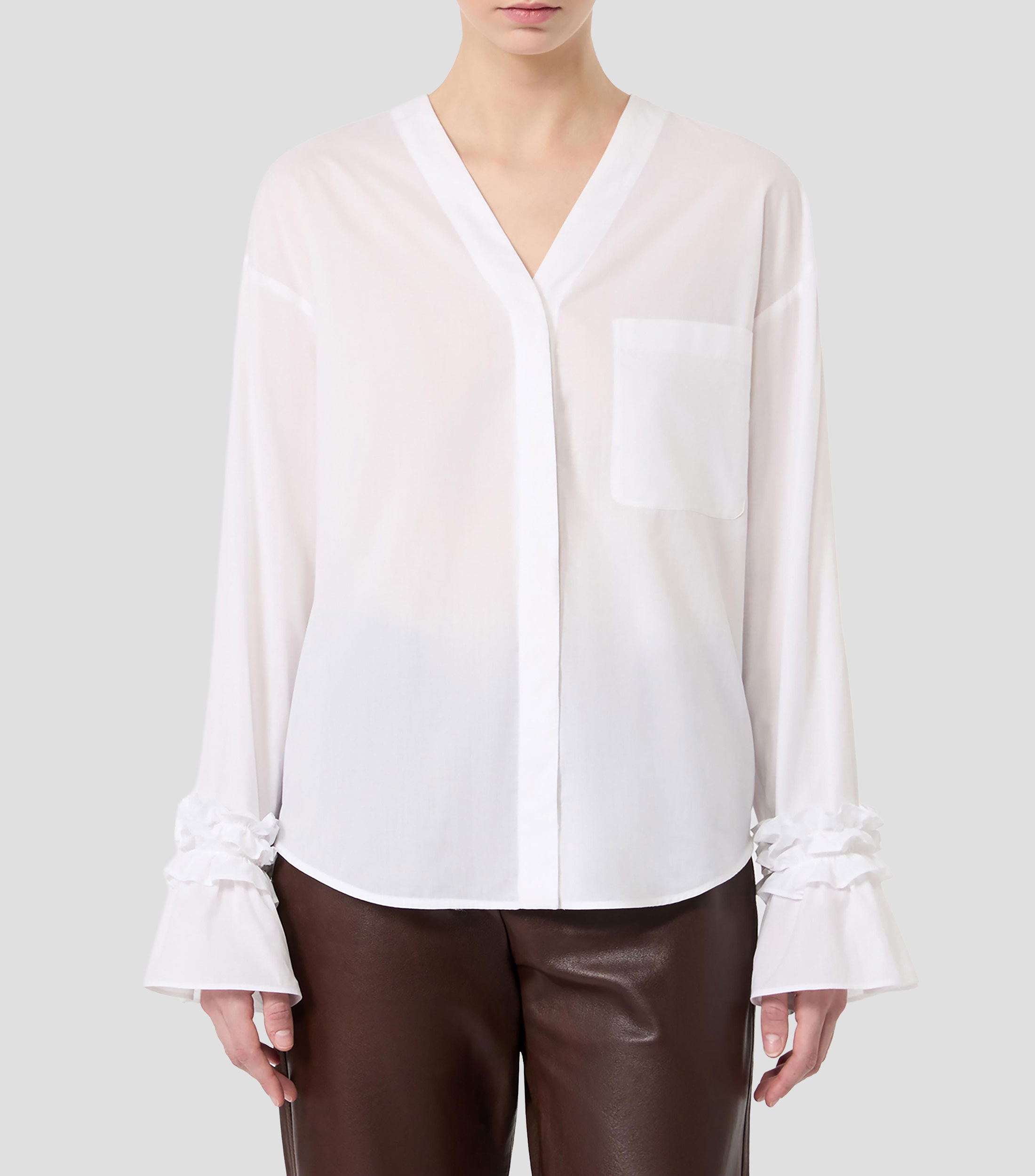 Camisa lisa manga larga Mujer