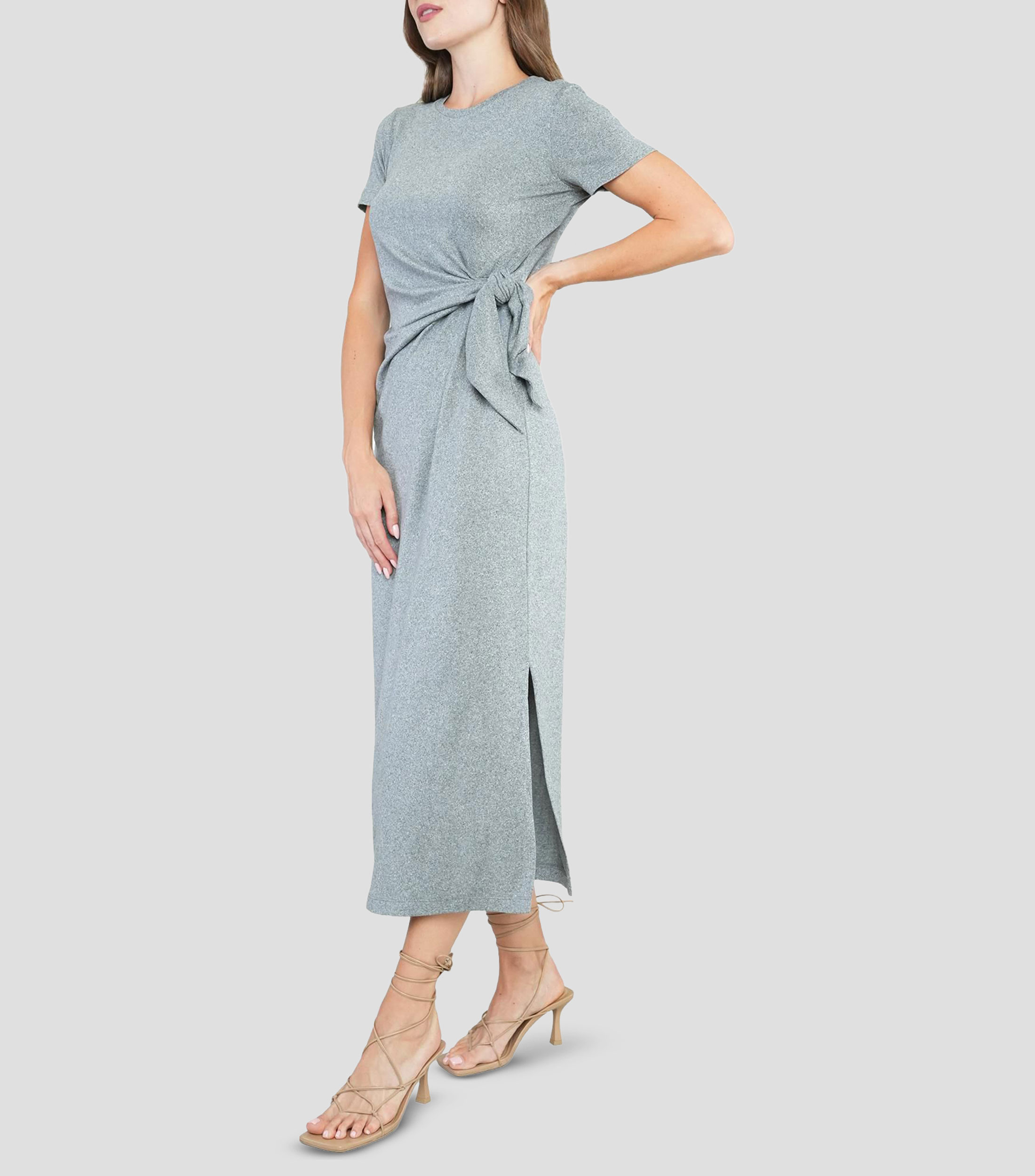 Vestido midi jaspeado Mujer