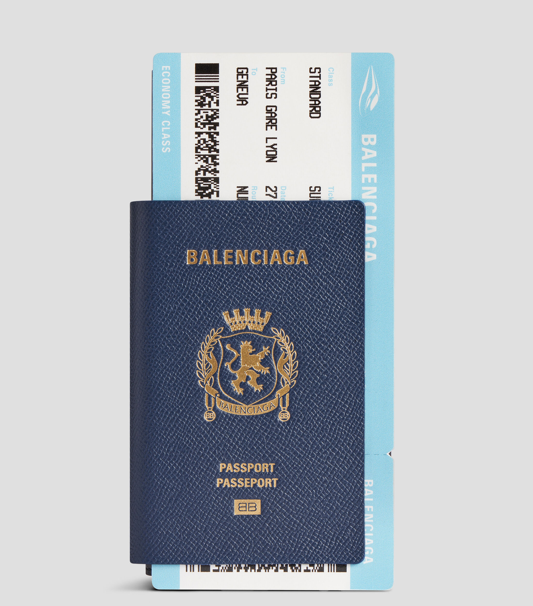 Cartera bifold azul Passport estampado Hombre
